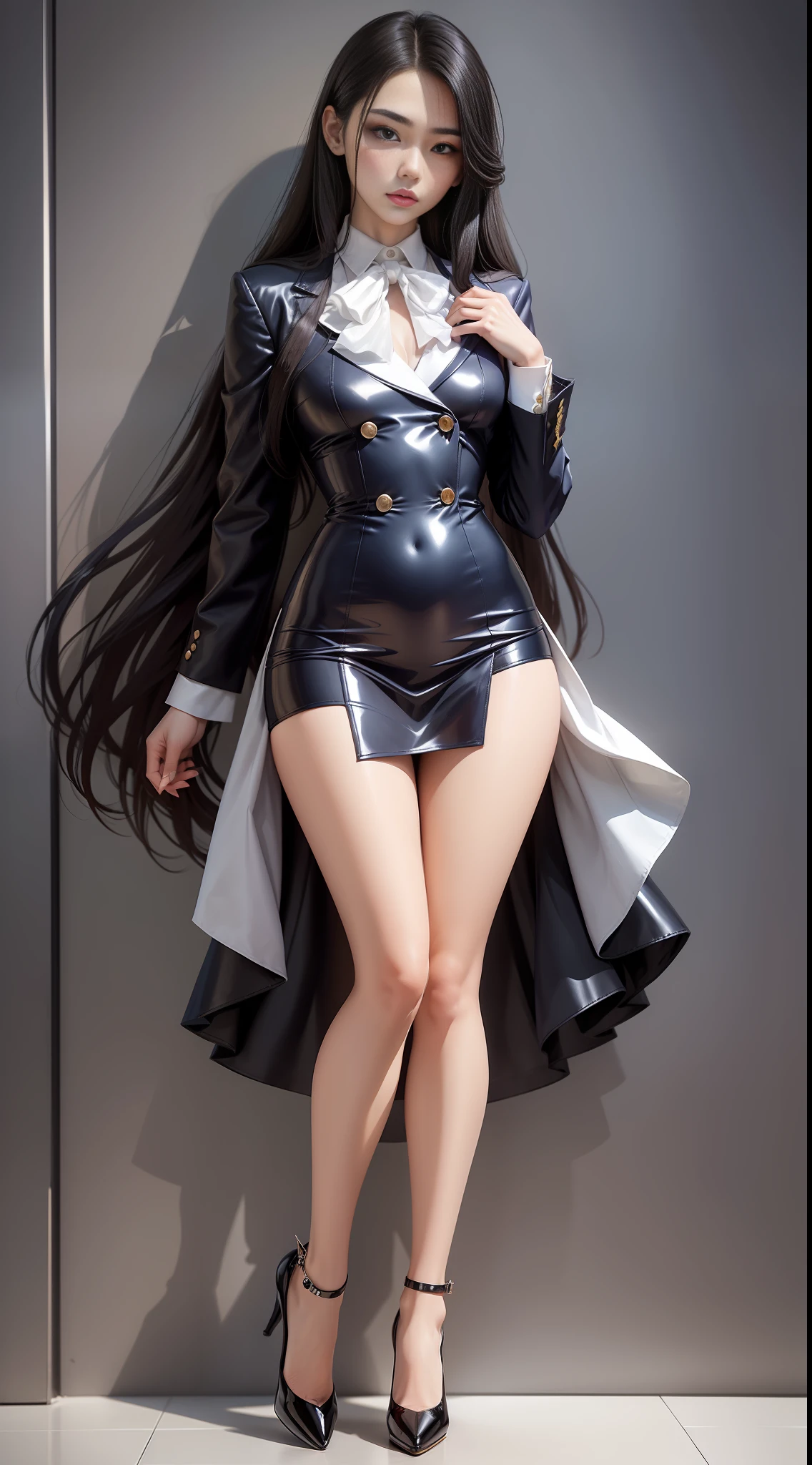 Please make a high-resolution photo.
model is a 15 years old high school student Korean transvestite twink
boy with long hair with so flat chest with very beautiful face with dark Ulzzang makeup
with a disdainful expression. Please make all people 5.3 feet tall and weighs 160pounds.
All people in same place.
Wearing thight mini skirt flight attendant uniform and must wear very transparent dark navy shiny pantyhose and metallic colour high heel pumps.
Please must wear shiny transparent dark-colour pantyhose on your legs properly so that you can't see your bare skin. Please must wear shiny metallic high heels on your feet.