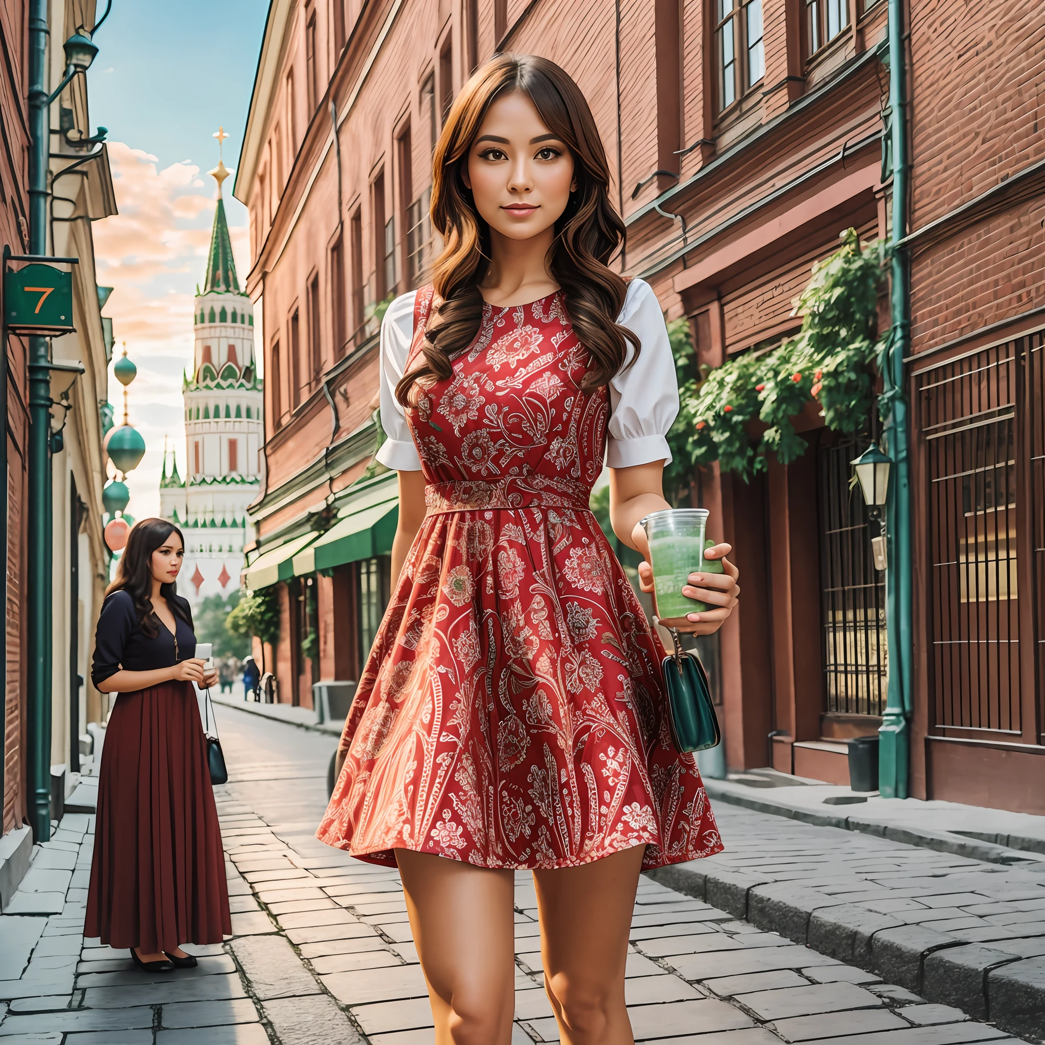 Human looks as Moscow Mule drink, wearing dress as Moscow Mule drink, background looks as Moscow Mule, realistic
