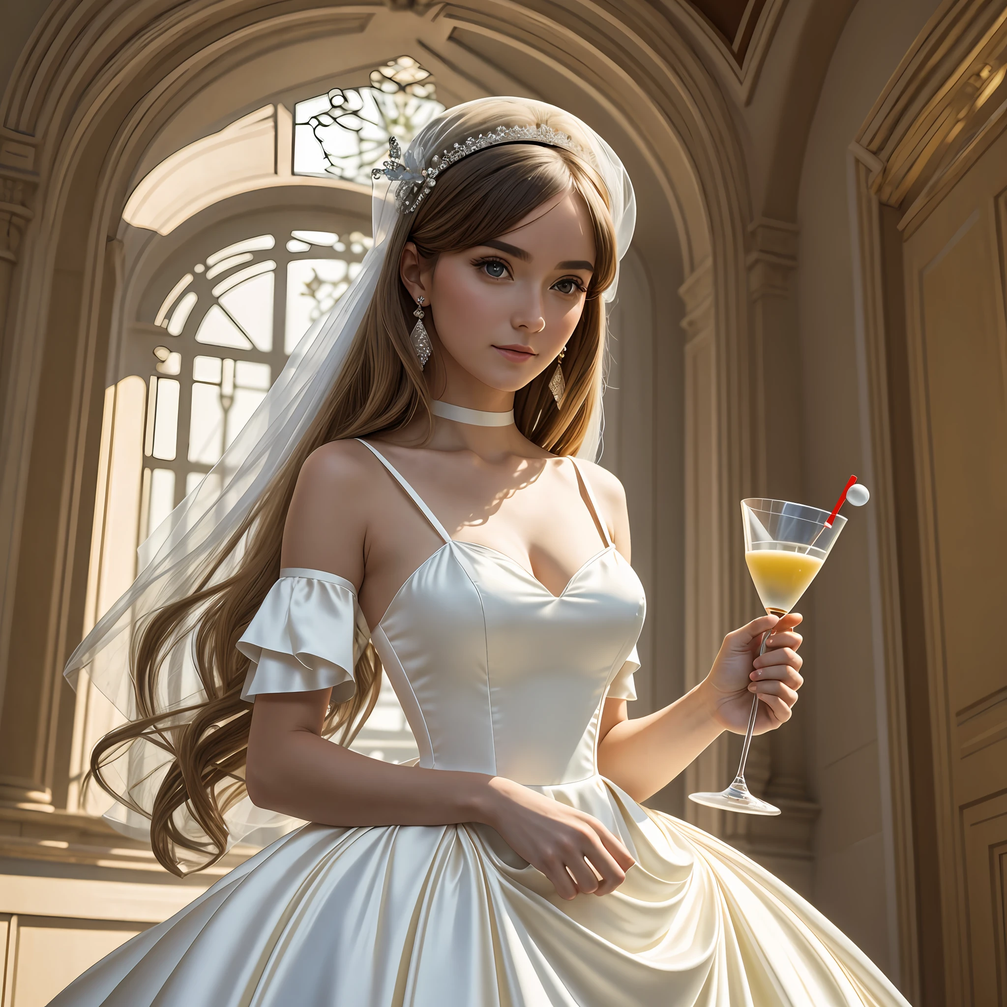 Human looks as Martini, wearing dress as a Martini, perfect lighting, holding Martini drink, real, realistic, masterpiece 1.5