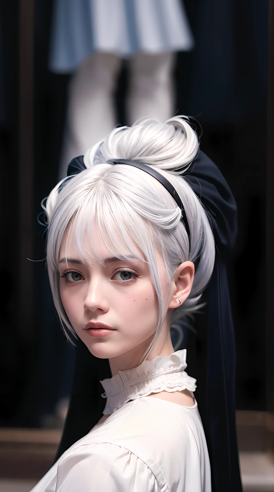 silver hair, Monet, stereogram, depth of field, cinematic lighting