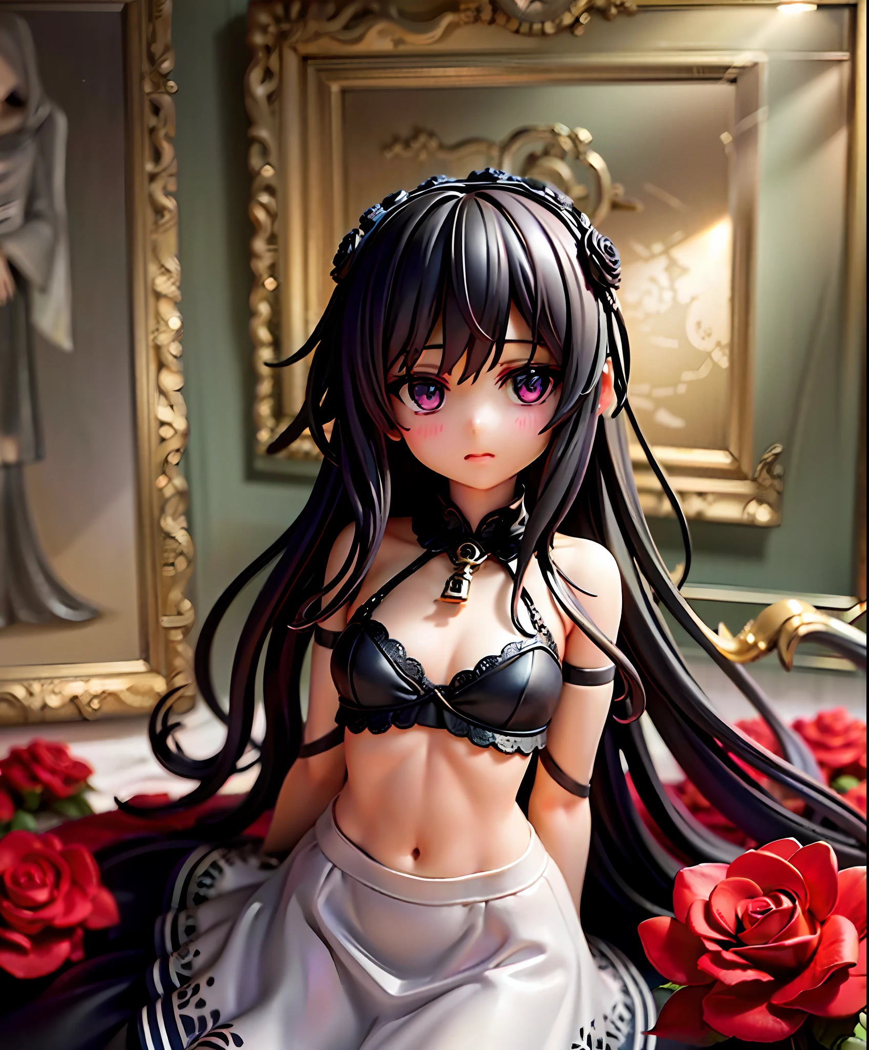 ((Masterpiece)), ((Best Quality))), ((Ultra Detailed)), ((Inset)), ((Black Long Straight)), Lens Glow, Depth of Field, Baby, Purple Eyes, Brunette Hair, Gaze, Chiffon Dress, Hair Bow, Berets, Cross Necklace, flat_chest, {{{Masterpiece}}, {{Best Quality}}}}, Illustration, {{Beautiful Details Girl}}, {{Black Magic}}, Solo, (((Beautiful Detail Lighting))), Beautiful Detail Eyes, ((((((black long straight))))),{{{Beautiful detail dress}}},midriff,{{girl}}},(((Dark side))))),{{{{Bust}}},{{{watercolor_(medium)}}}}},All Black Bloomers,Flowers,Hollow Eyes,Hollow Night,Hollow Knight,{{{{Chain}}}}}},Dark Souls,Deep Sea Ship,Deep Darkness,Darkness,{{{Girl}}}}},{{{{ Small Tits}}}, Death Garden, {{{{Emotionless Eyes}}}}, {{{Cthulhu}}}, ((extremely detailed dark clouds)))), {{{Very detailed CG Unity 8k wallpaper}}}, (((Very detailed face)))), (Jitome))), (dark_persona)))), {{ruins}}, {{{{beautiful tailing shadow}}}, ((roses)), (vines), blood, ((sketches)), (painting), red rope, ((sketch)), (painting)