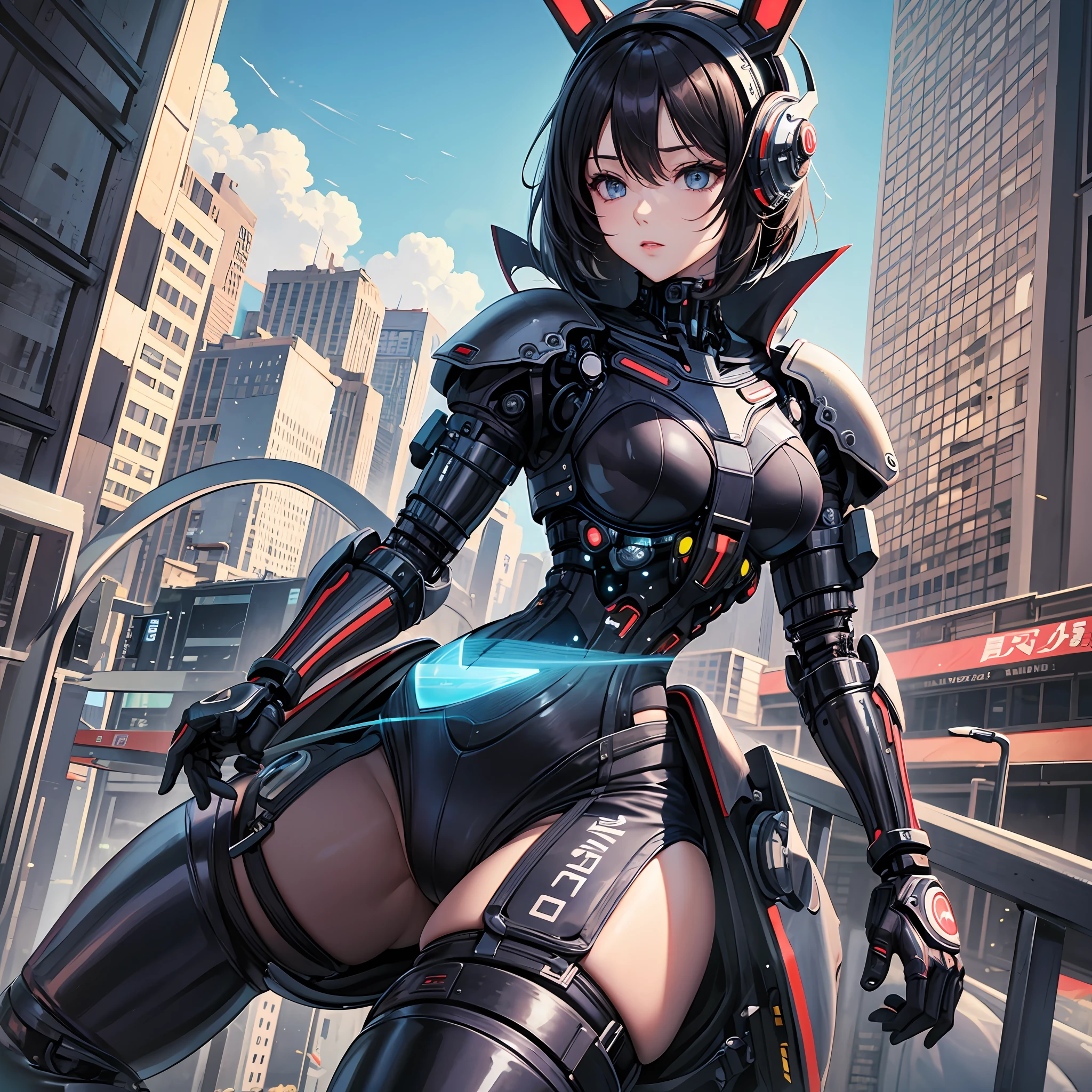 Woman body defined thick thighs cybernetic body parts, short underwear --auto --s2
