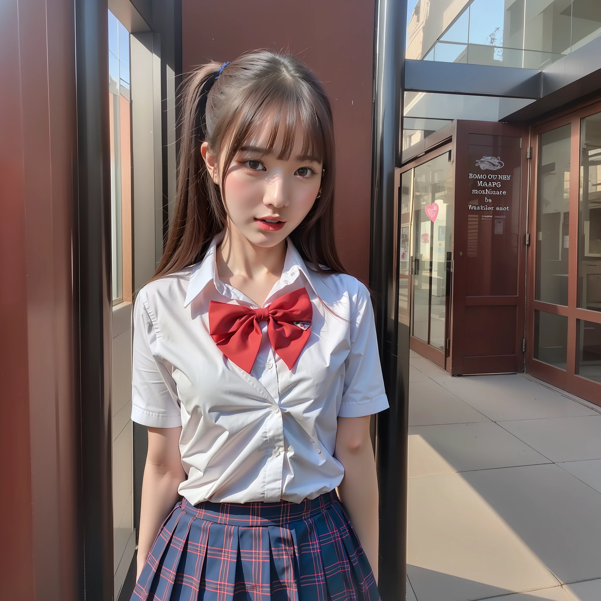 (nsfw:1.25), 1girl, realistic, solo, (masterpiece:1.2), best quality, heartboob, heart-shaped, small breasts, school uniform,