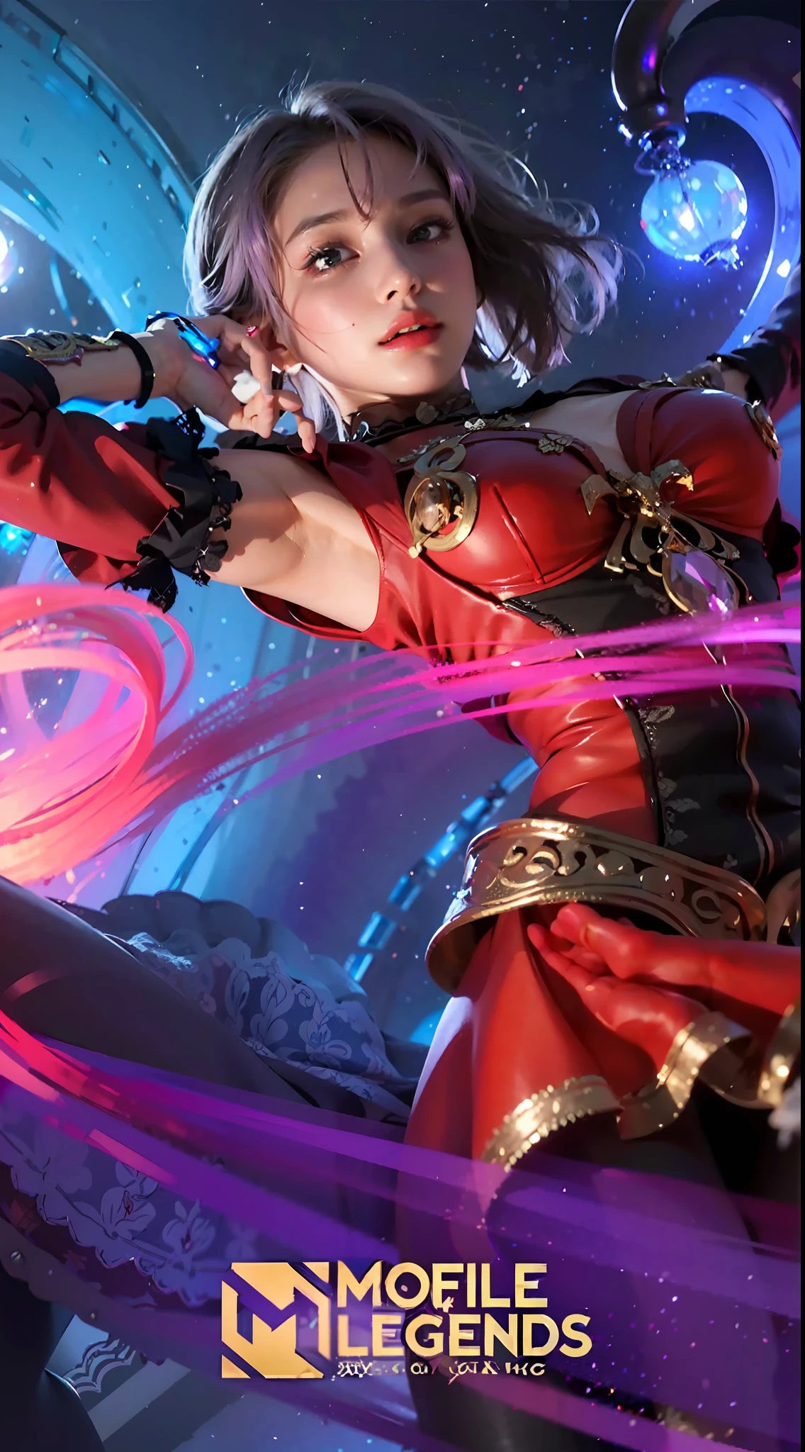 best quality,masterpiece,extremely detailed,high res,4k,ultra high res,short hair,detailed shadow,ultra realistic,realistic,dramatic lighting,1girl,solo,detailed face,realistic eyes,realistic skin,white dress,purple hair,dynamic pose, white lace dress,smile
