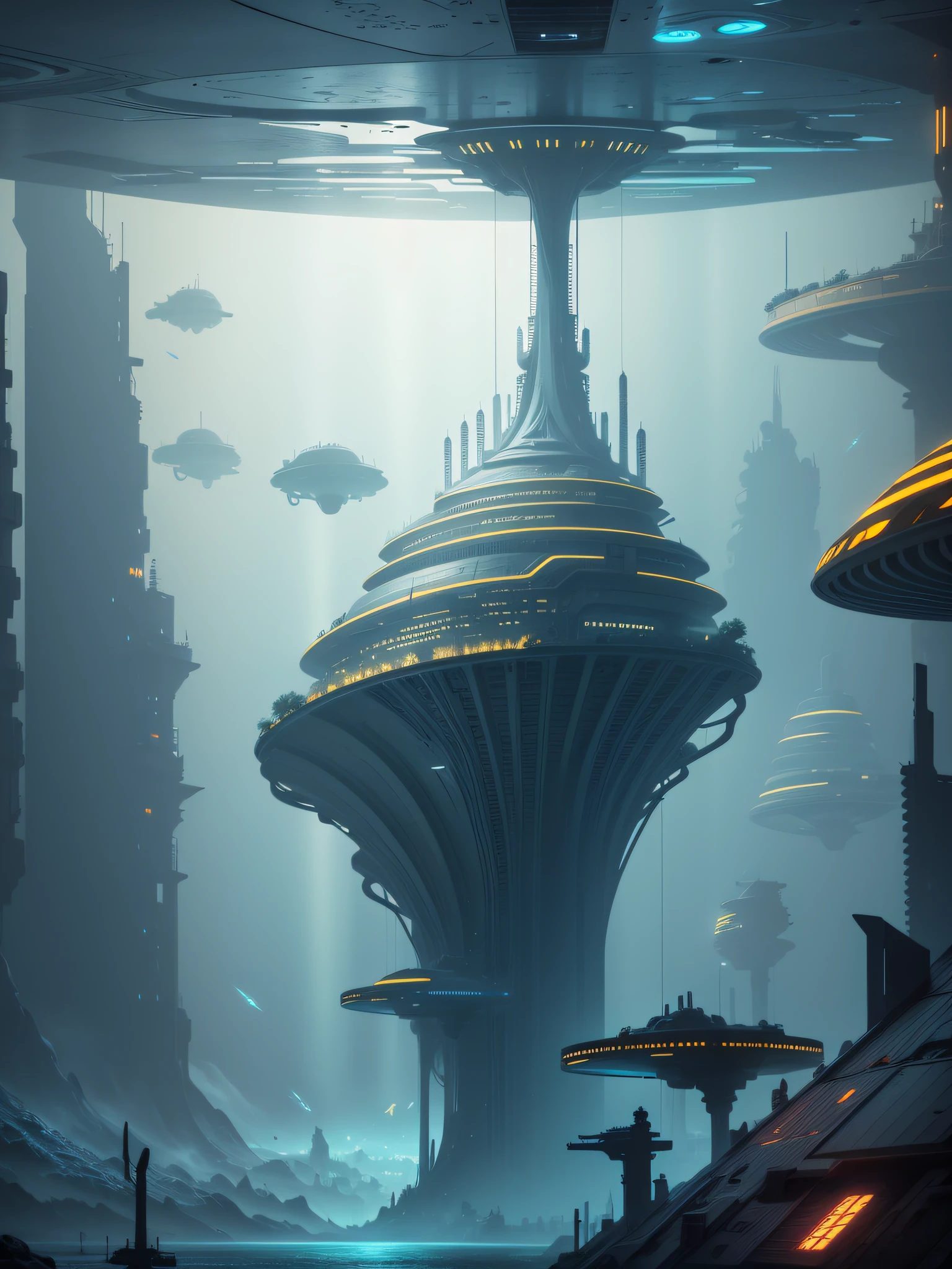futuristic city, 24th century, undersea, undersea city, undersea, shelter