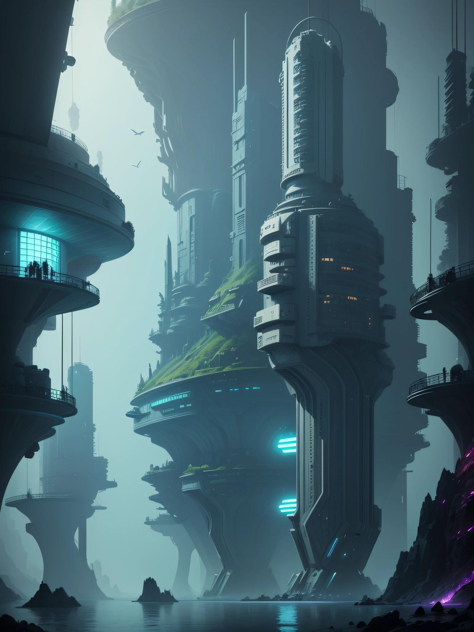 futuristic city, 24th century, undersea, undersea city, undersea, shelter, darkness