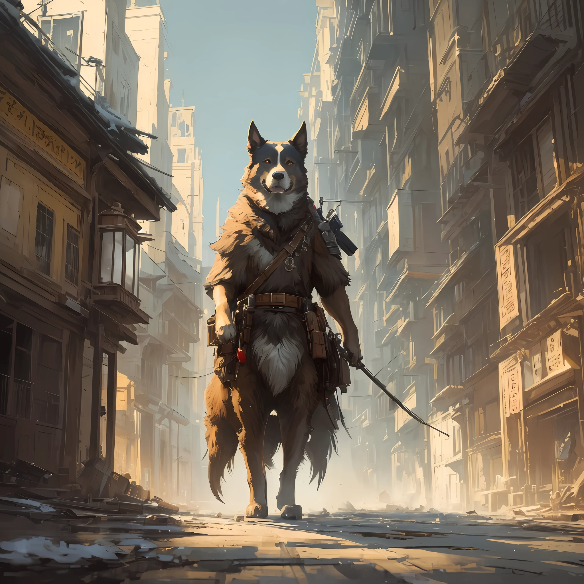 masterpiece, best quality, ((well detailed dog)), (extremely detailed 8k CG unit wallpaper), professional majestic oil painting by Ed Blinkey, Atey Ghailan, Studio Ghibli, by Jeremy Mann, Greg Manchess, Antonio Moro, trend in ArtStation, trends in CGSociety, Intricate, High Detail, Sharp Focus, dramatic and photorealistic painting art by midjourney and greg rutkowski --auto --s2