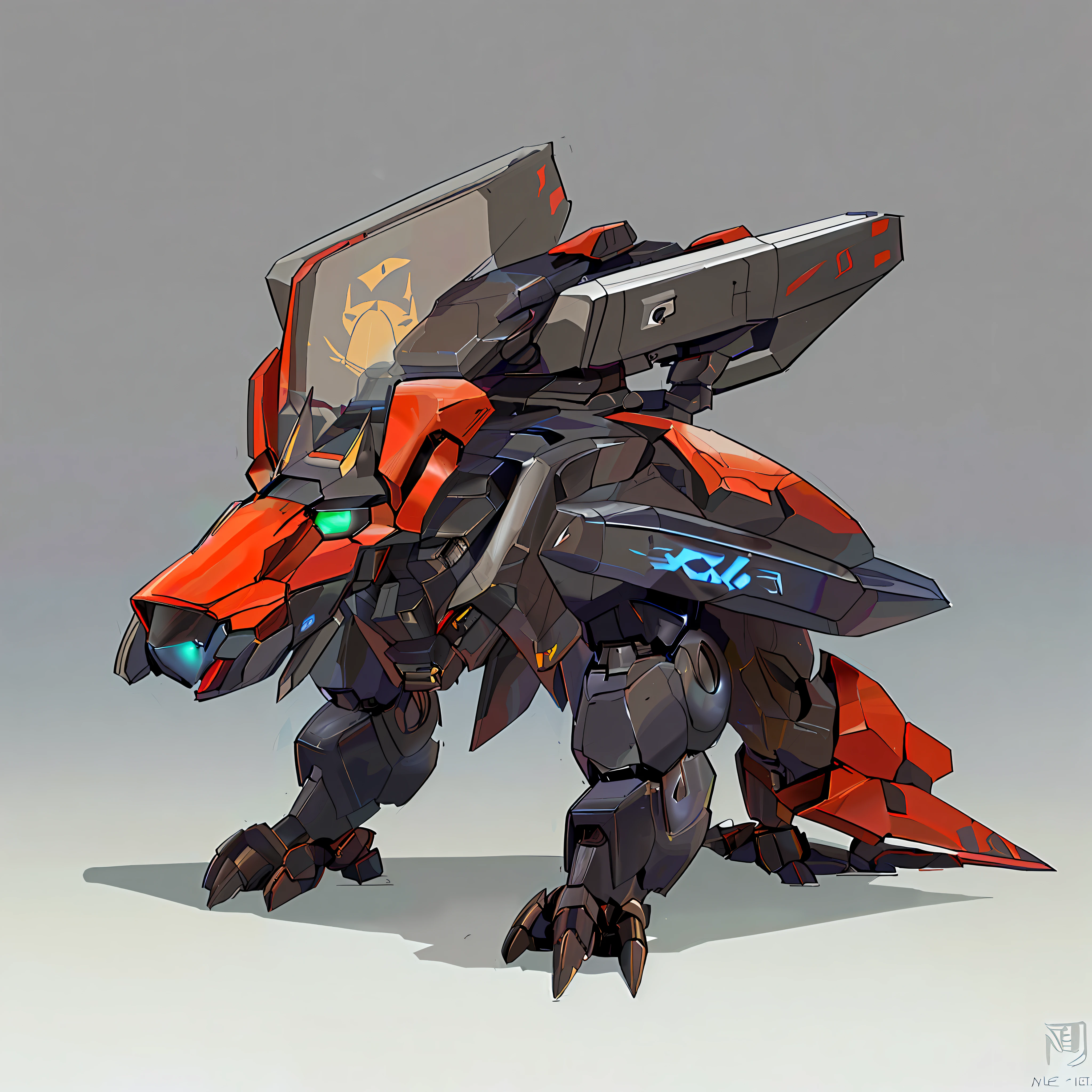 a close up of a robot with a large head and a large body, mecha animal, mecha hound, medical mecha canine, mecha art, cool mecha style, mecha inspired, good boy giant mecha wolf hound, alexandre ferra mecha, zoids art, # mecha, pterodactyl mecha, mecha