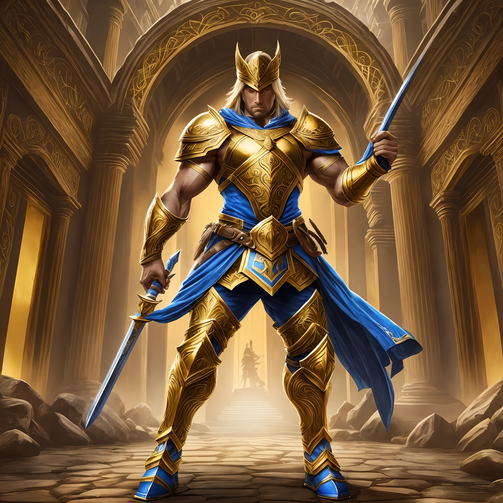 Take the object out of the left hand, raise the sword of the larger and wider right hand at the base and tape to the tip, take off the pectoral shield, and make the chest muscles apparent. I took off the armor from my thigh and made my thigh muscles apparent.