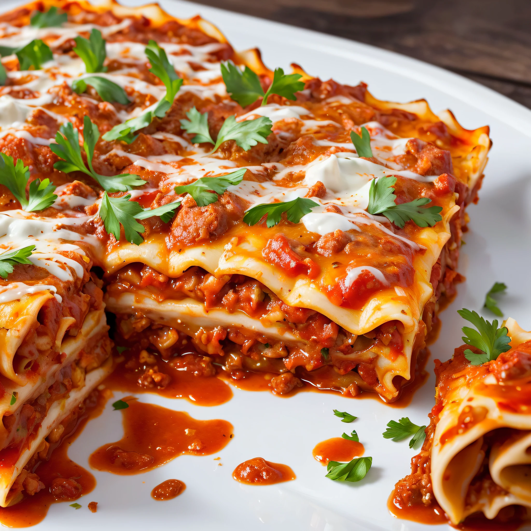 a closeup of a lasagna on a plate, lasagna, high quality food photography, lasagna, easy, (ultra realistic, realistic and coherent, mixed art, professional food photography, ready to eat, an ultra realistic, looks realistic, a hyper realistic, very very realistic, incredibly realistic, lasagna, 4k food commercial, very realistic