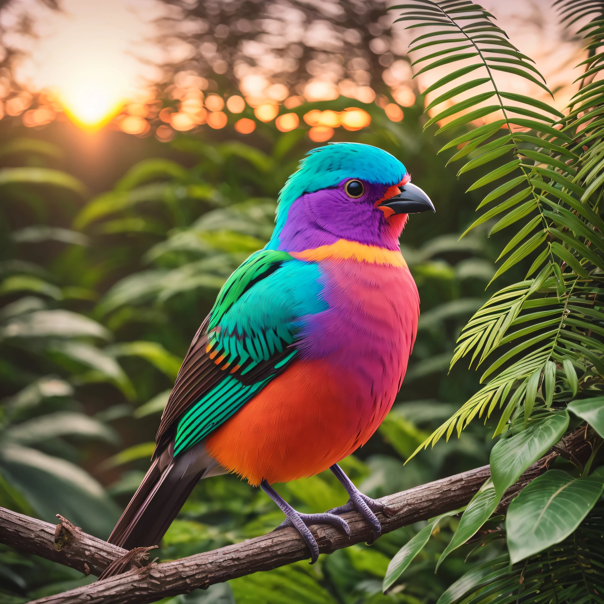 (((colorful bird sitting on a branch,sunset at botanic garden, dramatic lighting, dark photo, night))),, best quality, ultra high res, (photorealistic:1.4),, high resolution, detailed, raw photo, sharp re, by lee jeffries nikon d850 film stock photograph 4 kodak portra 400 camera f1.6 lens rich colors hyper realistic lifelike ,camera hanging by the neck,sunset at botanic garden --auto --s2