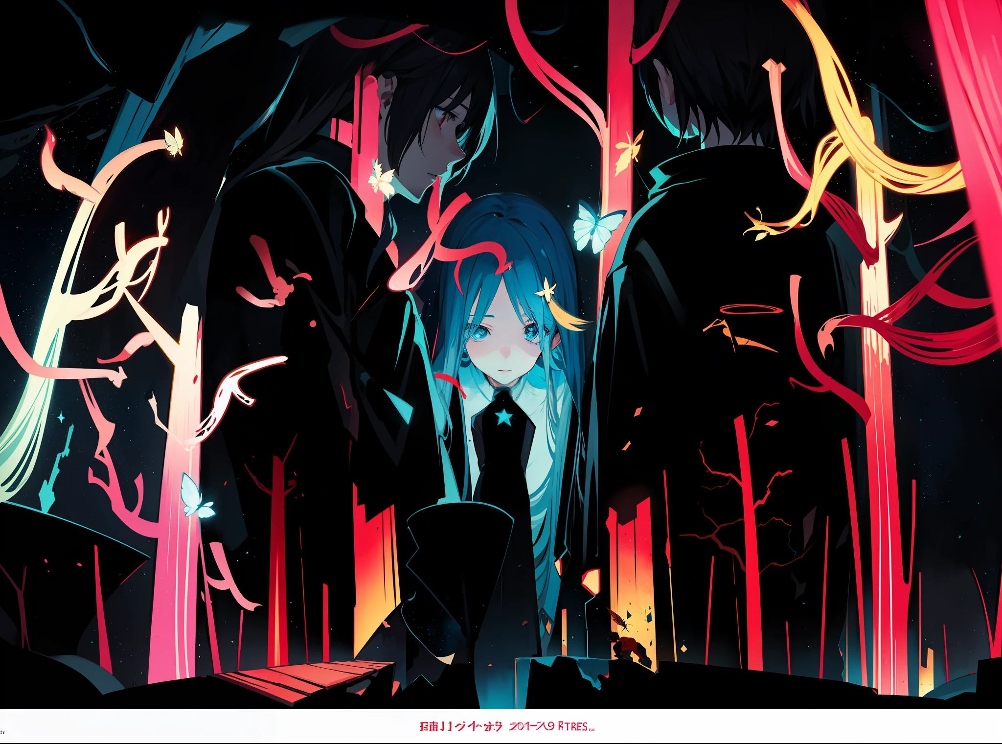 Moth to Fire, Starry Sky, Official Art Piece, Omori, Oriental Project Official Art Piece, Hell's Angel, [Digital Art] Fan Art, Anime Abstract Art,