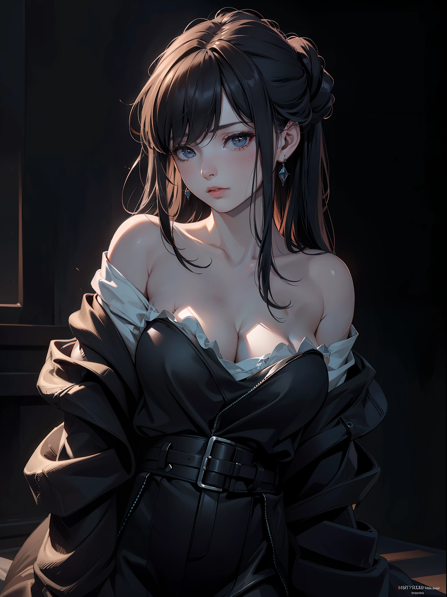 Best quality,masterpiece,ultra high res,(photorealistic:1.4),raw photo,1girl,offshoulder,in the dark,deep shadow,low key,cold light,whole body,