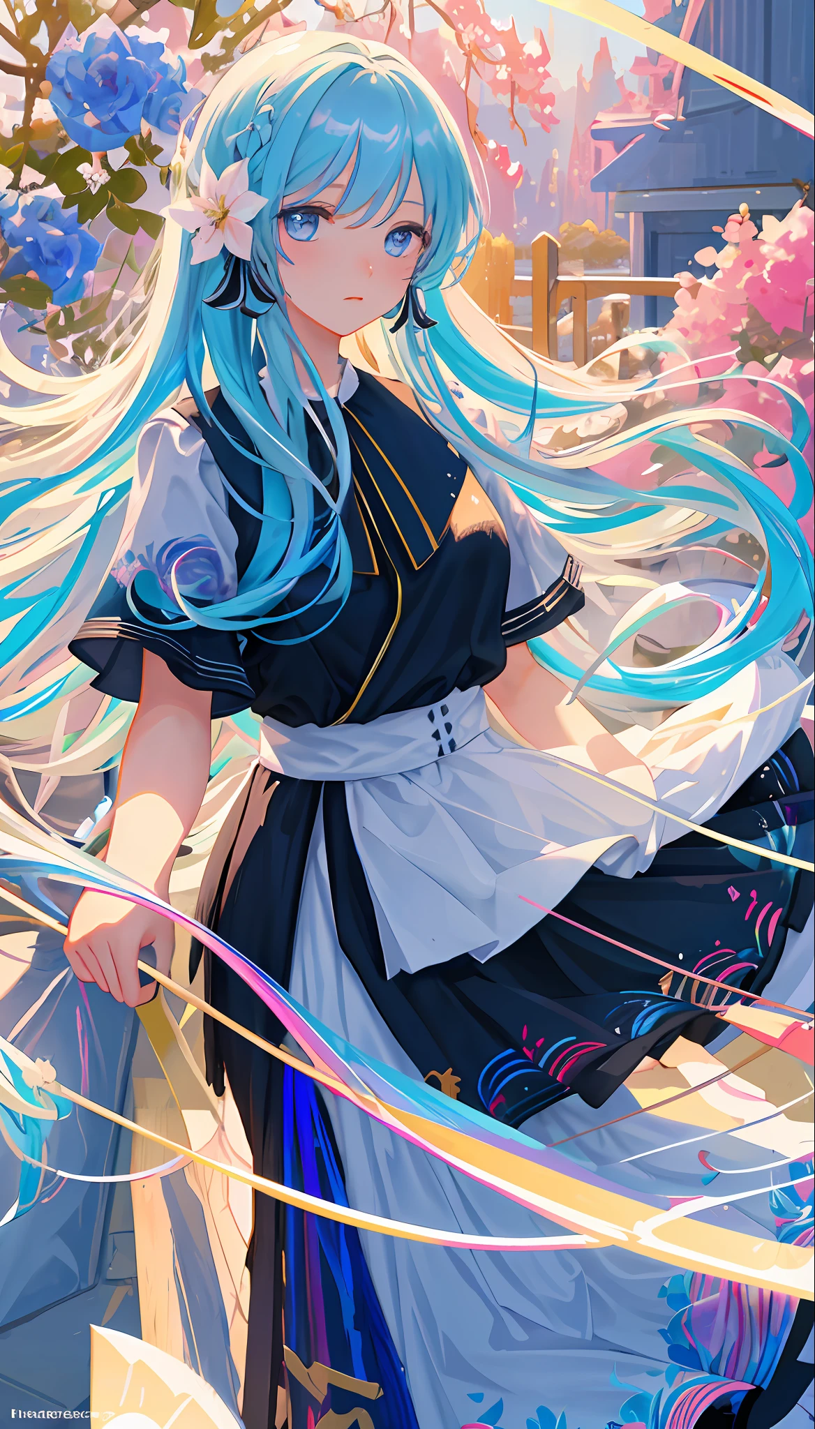 (masterpiece), (best quality), (ultra detailed),(disheveled hair),(illustration), (1girl), (Fashionable clothing), standing, Fashion model, looking at viewer, (interview), (simple background),beautiful detailed eyes, delicate beautiful face, Floating,(high saturation),(colorful splashes),colorful bubble,(shining), focus on face,  kamisato ayaka, light blue hair, bangs, hair ring, floating flowers, floating hairs.Girl, anime waifu, looking at viewer, highlydetailed, reflections transparent iridescent colors, long transparent iridescent RGB hair, artby Serafleur from artstation, thick acrylic，illustration on pixiv, waist up portrait, gorgeoussacred girl, best quality, ultra detailed,sad,clever,beautiful face , beautiful lighton black background, Character stvle renderedby Octane,