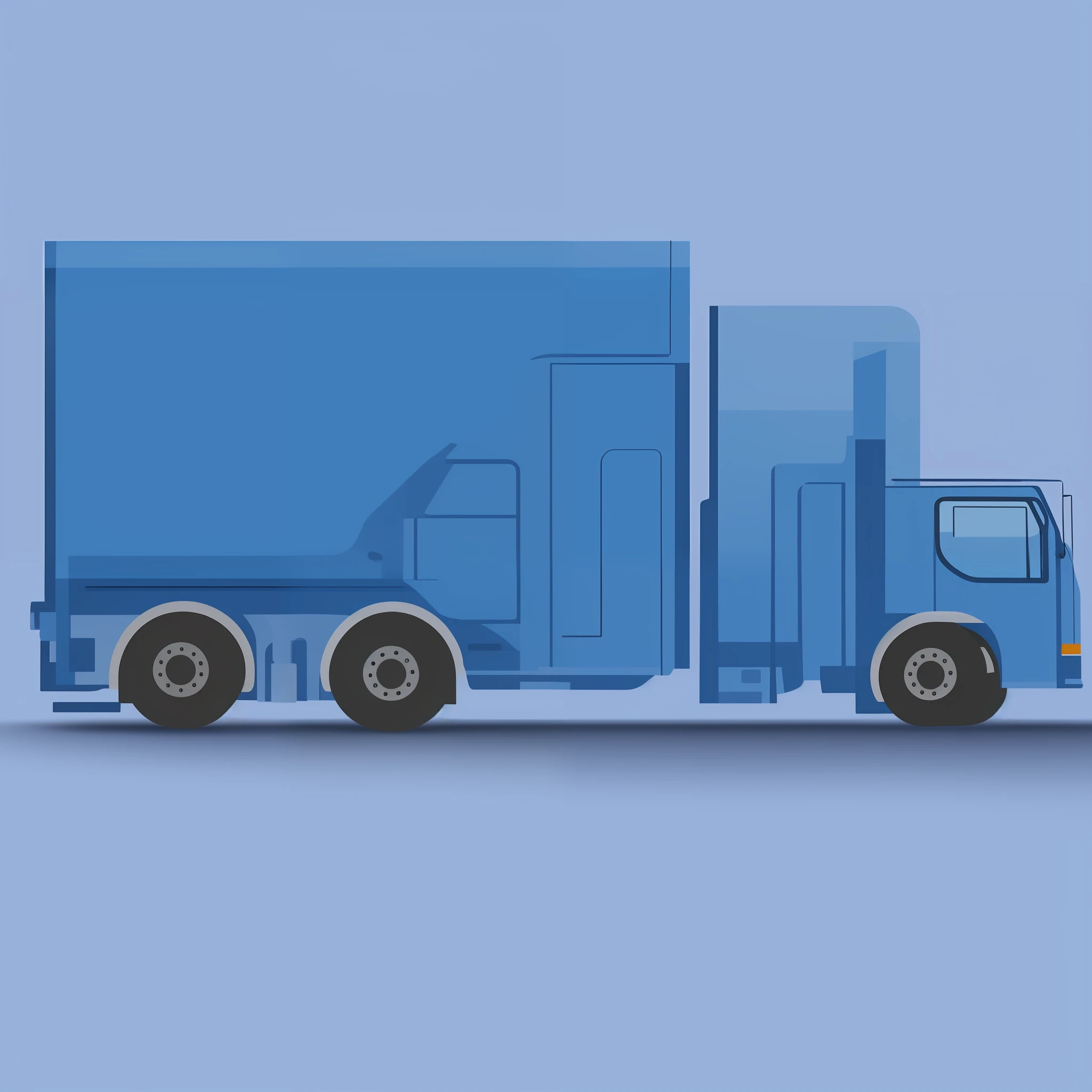 Minimalist transport truck flat 2D, flat style, illustration style, flat style, phone icon design, blue, simple minimal, no realistic photo details, dribble, behance