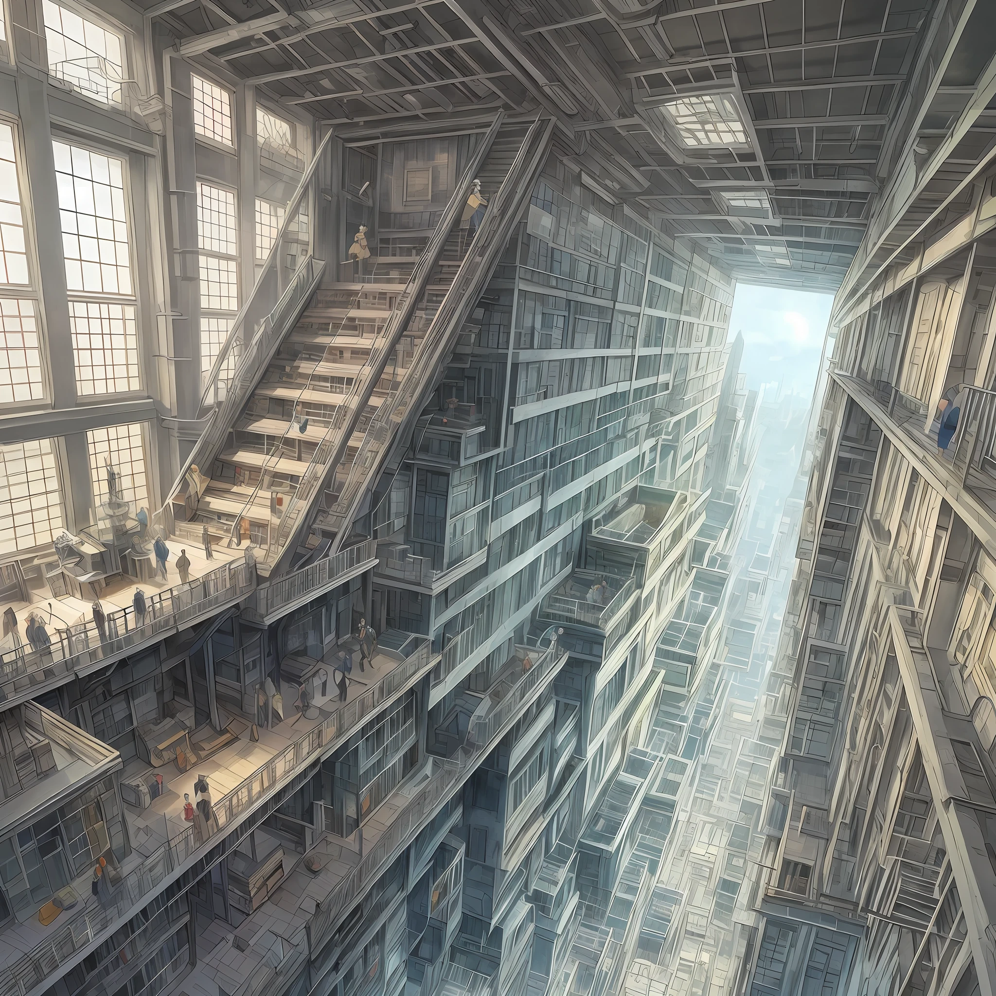 anime scene of a giant building with a person standing on the stairs, concept art inspired by Takeshi Obata, pixiv contest winner, conceptual art, anime scenery concept art, studio ghibli scheme, studio ghibli smooth concept art, serial experiments lain, in the middle of round ruins, studio ghibli. intricate, anime style cityscape, anime”, howls moving castle --auto --s2
