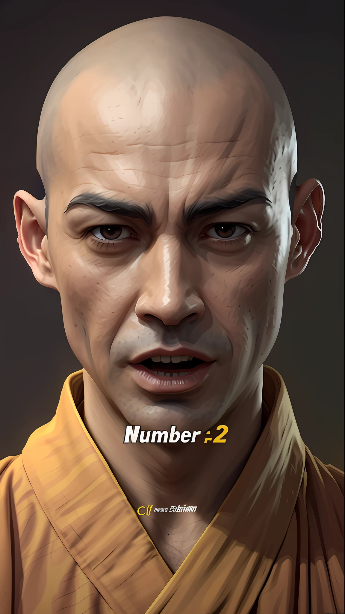 a close up of a man with a bald head and a yellow robe, inspired by Wu Bin, closeup character portrait, character art portrait, with very highly detailed face, character portrait closeup, a portrait of the character, highly detailed character, inspired by Daryush Shokof, character portrait art, unreal 5. rpg portrait, high detail iconic character