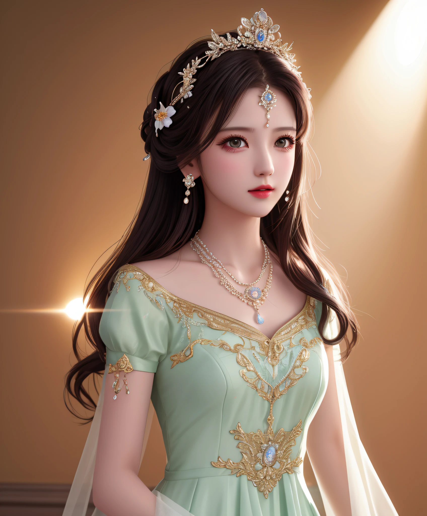 Best Quality, Masterpiece, High Resolution, 1girl, Porcelain Dress, Hair Accessories, Necklace, Jewelry, Pretty Face, On Body, Tyndall Effect, Realistic, Shadow Studio, Rim Lighting, Dual Tone Lighting, (High Detail Skins: 1.2), 8k UHD, dslr, soft light, high quality, volume light, sneak shot, photo, high resolution, 4k, 8k, background blur,