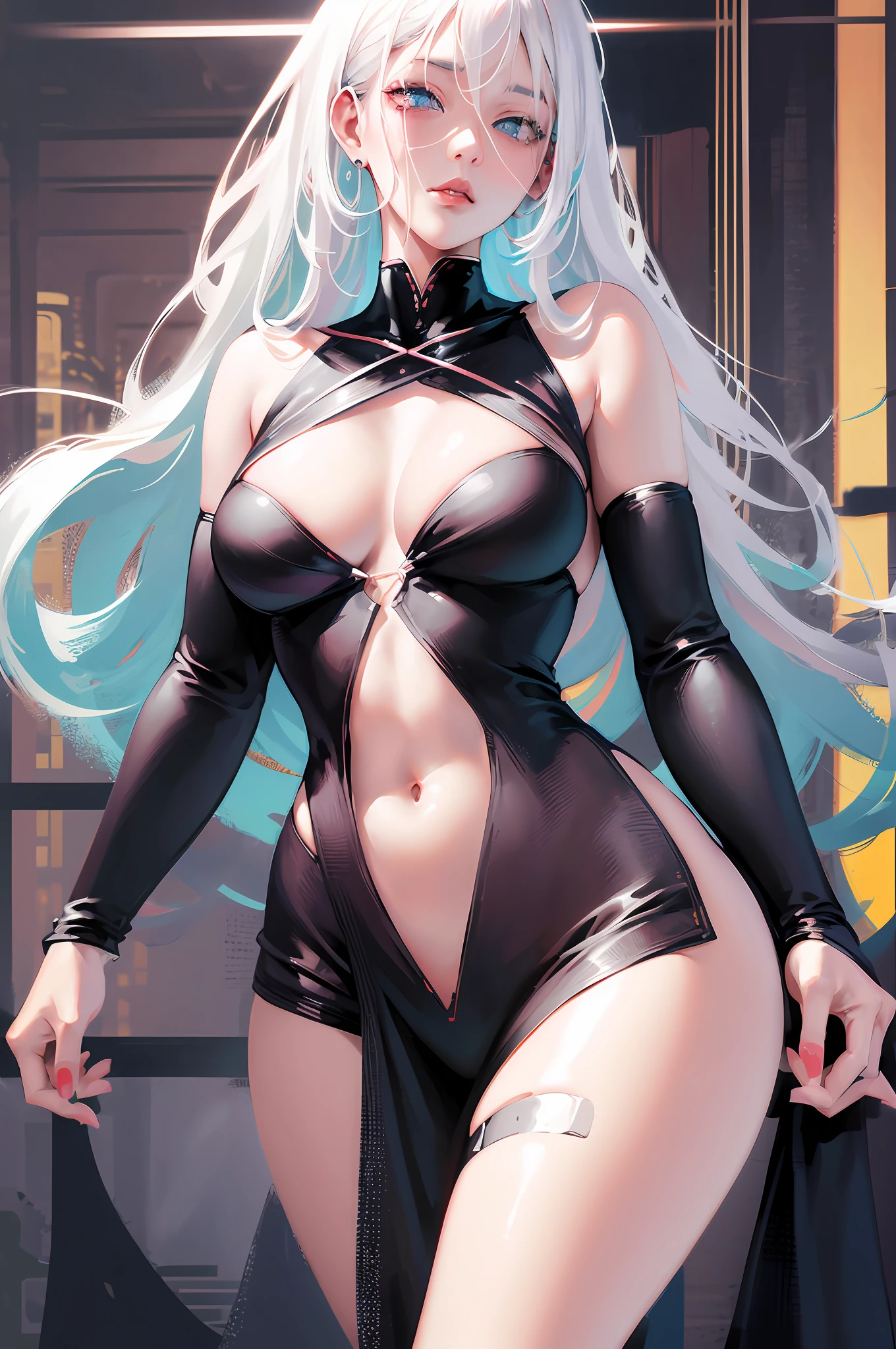 anime girl with white hair and black clothes posing naked, extremely detailed artgerm, detailed digital anime art, artgerm on artstation pixiv, guweiz on pixiv artstation, guweiz on artstation pixiv, fanart best artstation, :: rossdraws, trending on artstation pixiv, rossdraws 2. 5