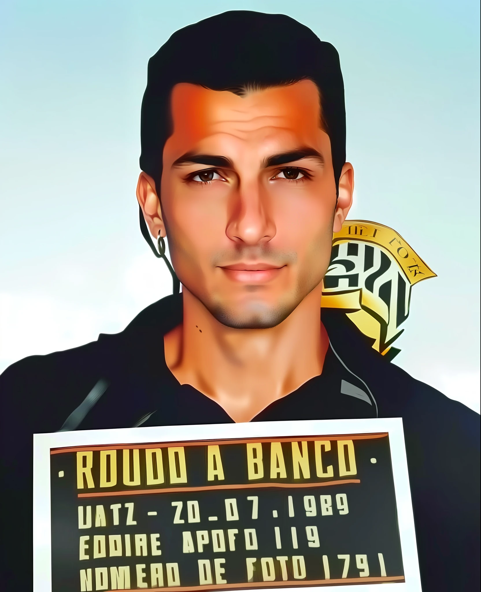 Arafed man holding a sign that says bank robbery, Roberto Benardi, Carmelo Blandino, Artur Bordello, Tannin Liberatore, Gui Guimarães, Ronaldo Phenomenon, Carvagio, Ronaldo Luis Nazario de Lima, Roberto Bernardi, Ronaldo Luis Nazário da Lima, Bishop of Rosario