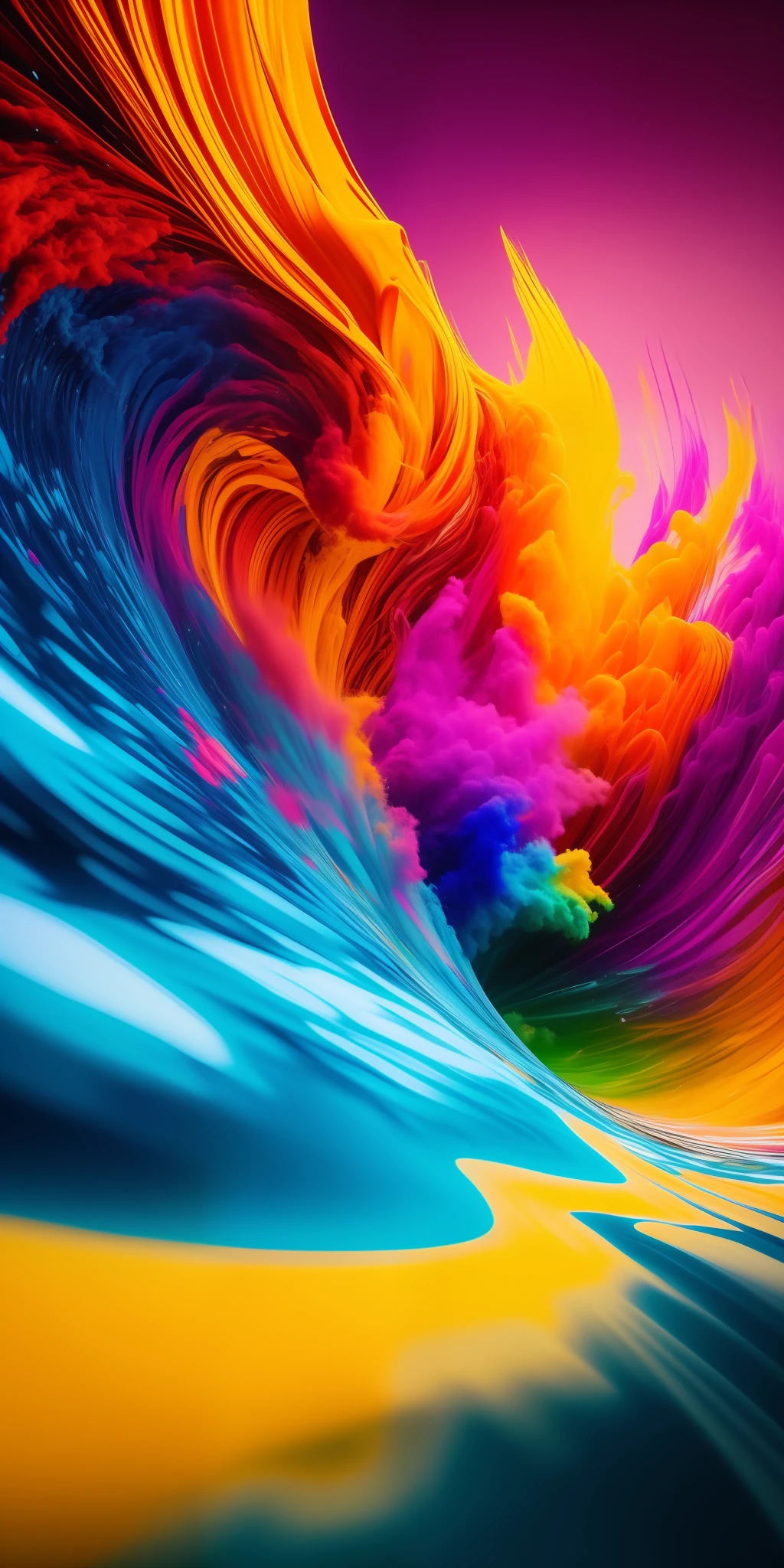 Close up of a skateboard tumbles with an explosion of color powder in slow motion