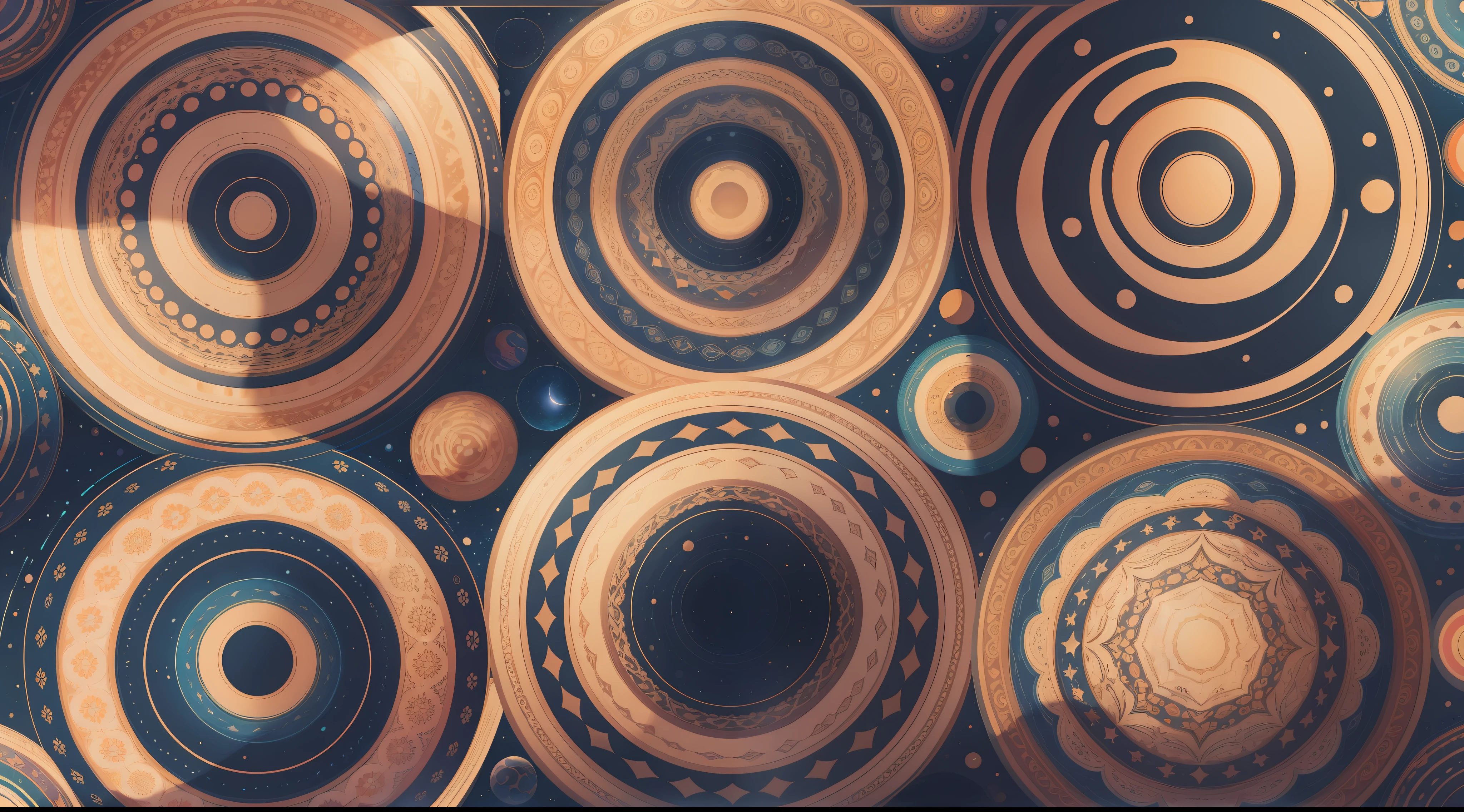 Seamless patterns of planets and stars, cosmic design, repeating patterns design, fabric art, flat illustration, rainbow-core, highly detailed clean, vector image, photorealistic masterpiece, professional photography, simple field background, isometric, bright vector