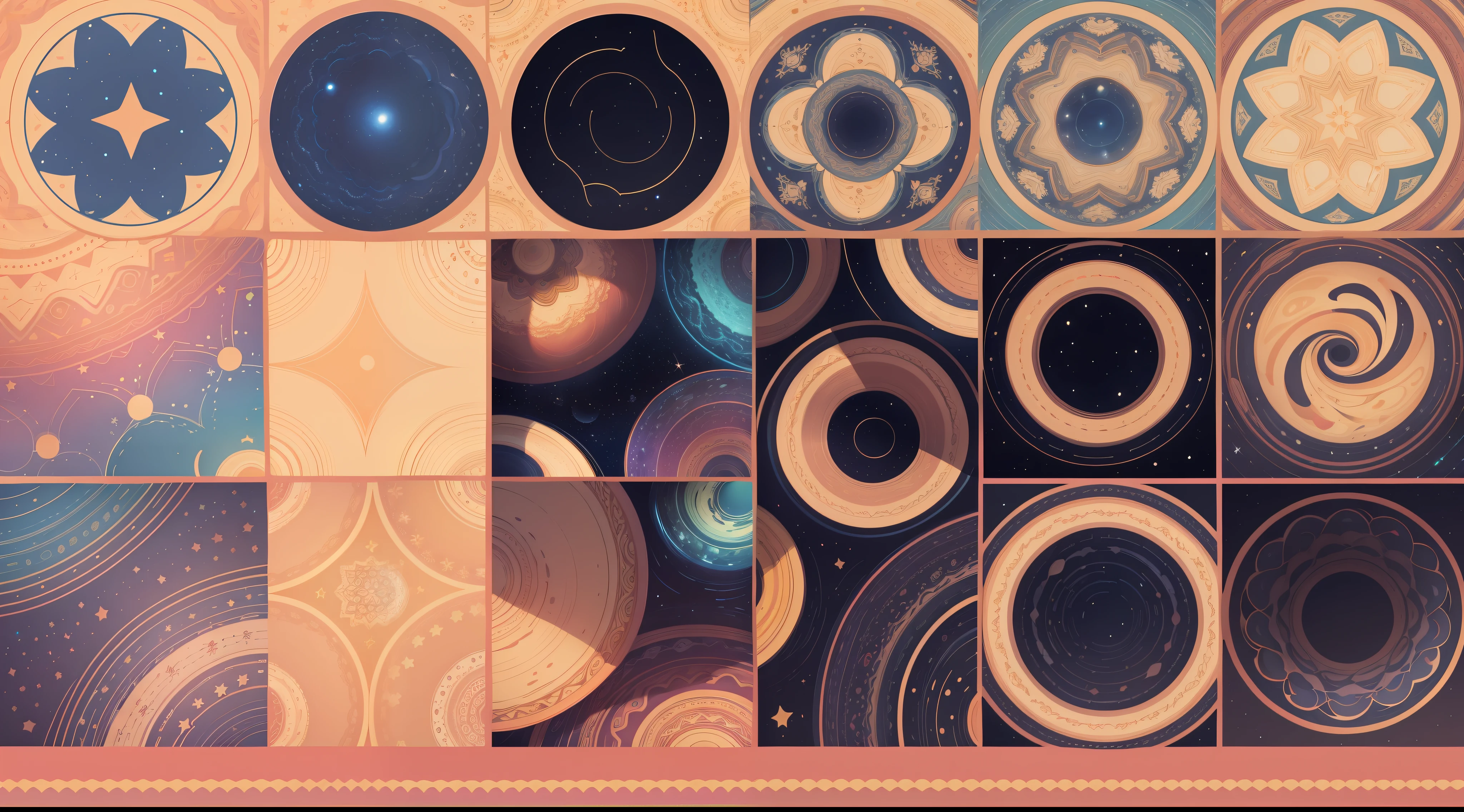 Seamless patterns of planets and stars, cosmic design, repeating patterns design, fabric art, flat illustration, rainbow-core, highly detailed clean, vector image, photorealistic masterpiece, professional photography, simple field background, isometric, bright vector