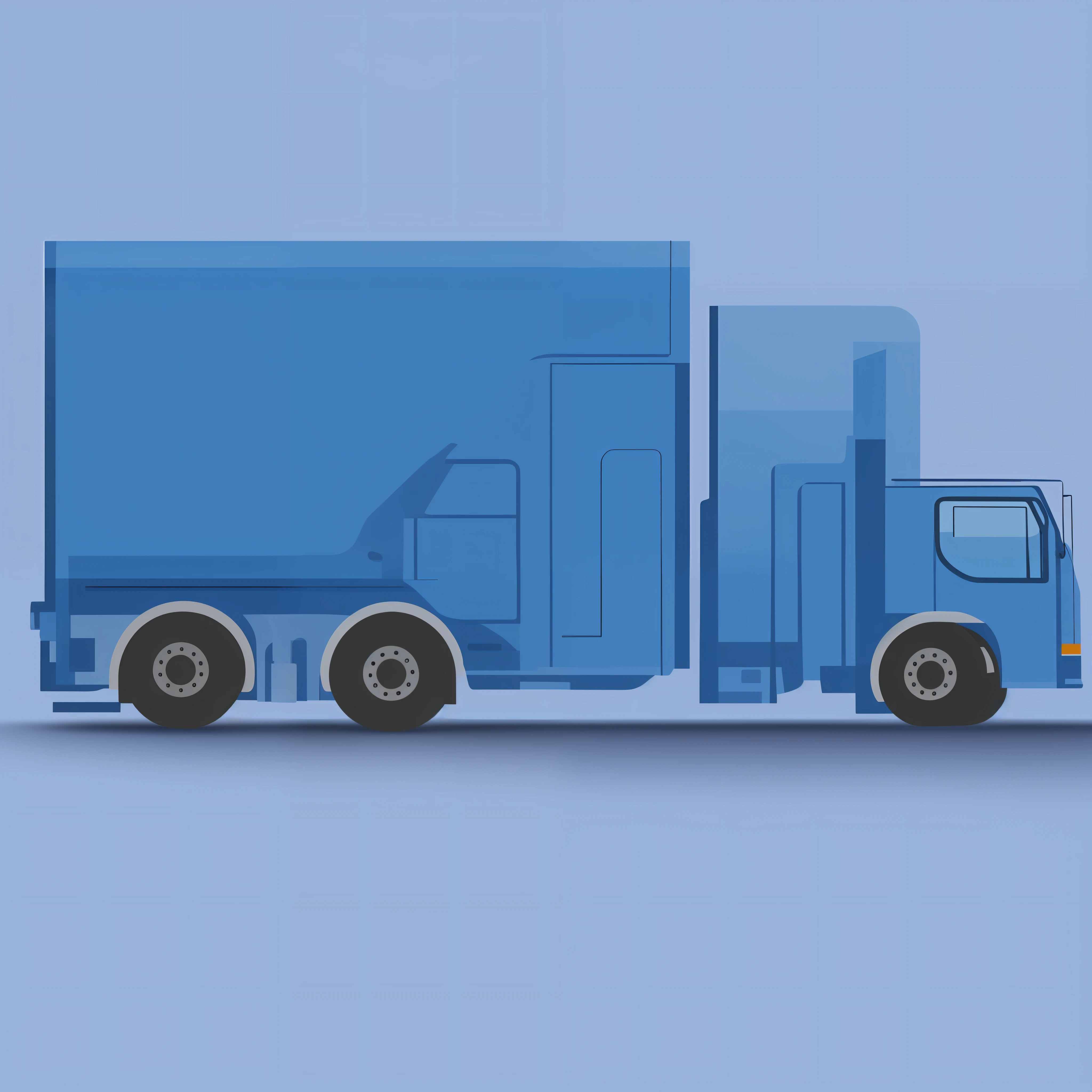 Minimalist transport truck flat 2D, flat style, illustration style, flat style, phone icon design, blue, simple minimal, no realistic photo details, dribble, behance