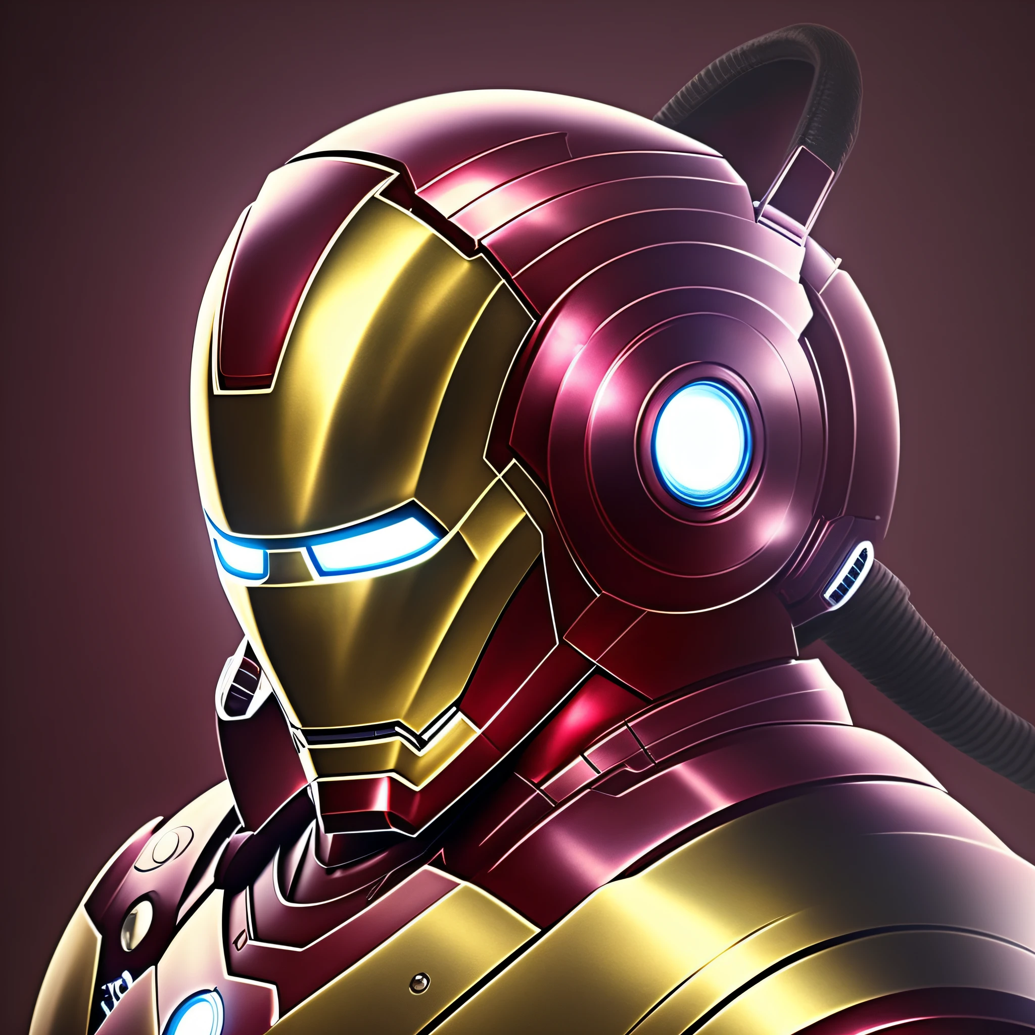 Iron Man dj HELMET, large microphones external to the helmet, headphones BLACK PLACED external to the helmet, controller, photography style with soft lighting and delicate details. Rendered with Octane and artstation trend techniques, this ultra-high detail and ultra-realistic image has a cinematic feel. --auto --s2