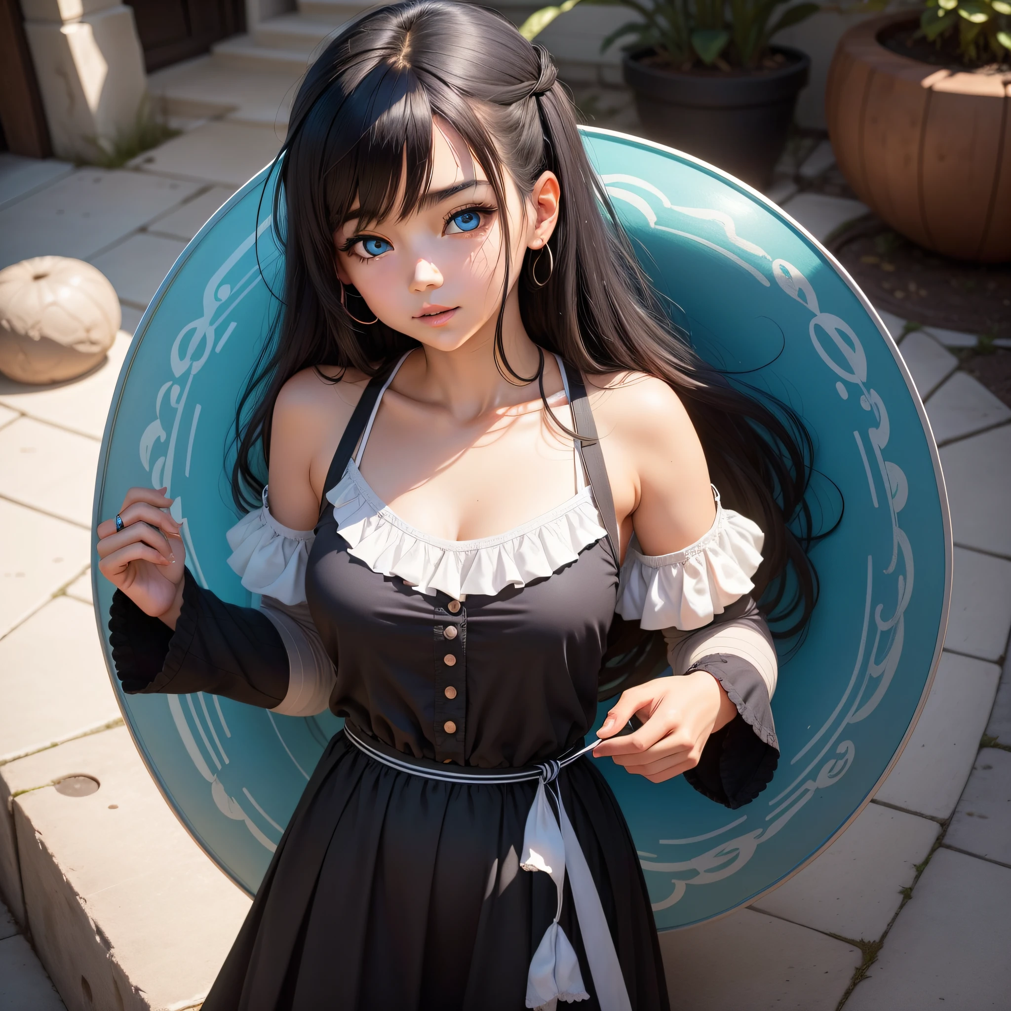 Through self-discovery, Lily awakened to her purpose and her unique contribution to the world. She aligned her actions with her values and passions, creating a life that reflected her authentic self. She recognized that by living in alignment with her true essence, she would not only find fulfillment, but also inspire others to embark on their own journeys of self-discovery. Anime girl with blue eyes, with black hair