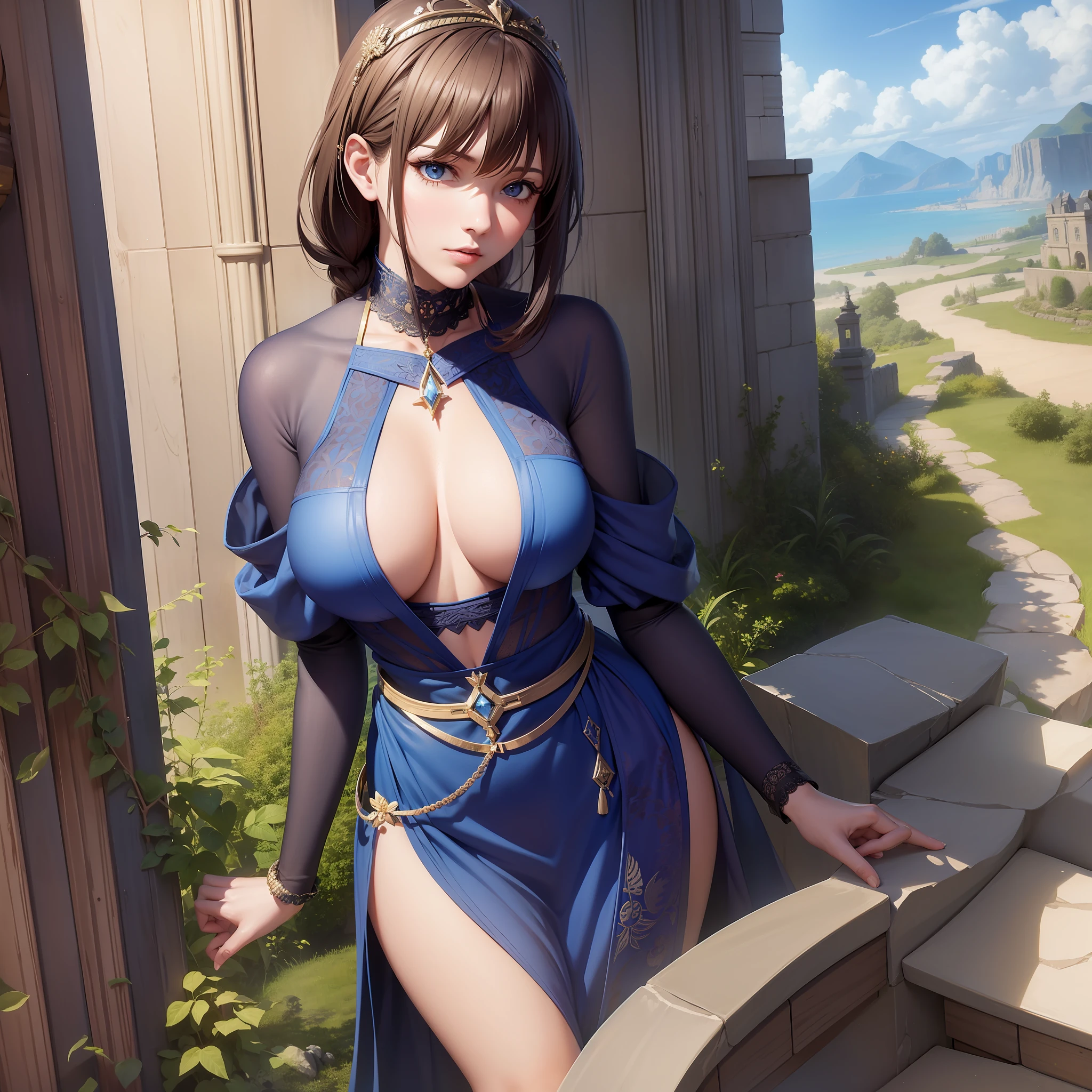 age of empires 2,girl,sexy,tall detailed,8k,thin blue dress