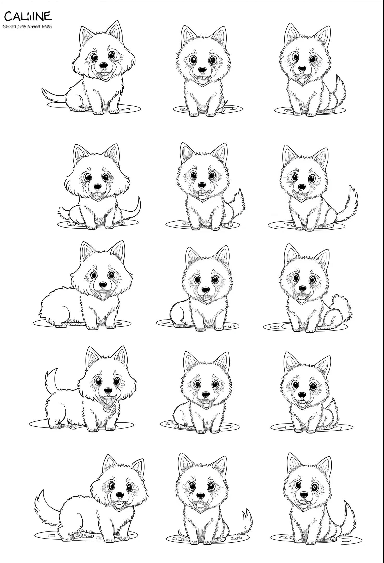 Cartoon line art illustration, dog animal coloring pages, line art, line art png