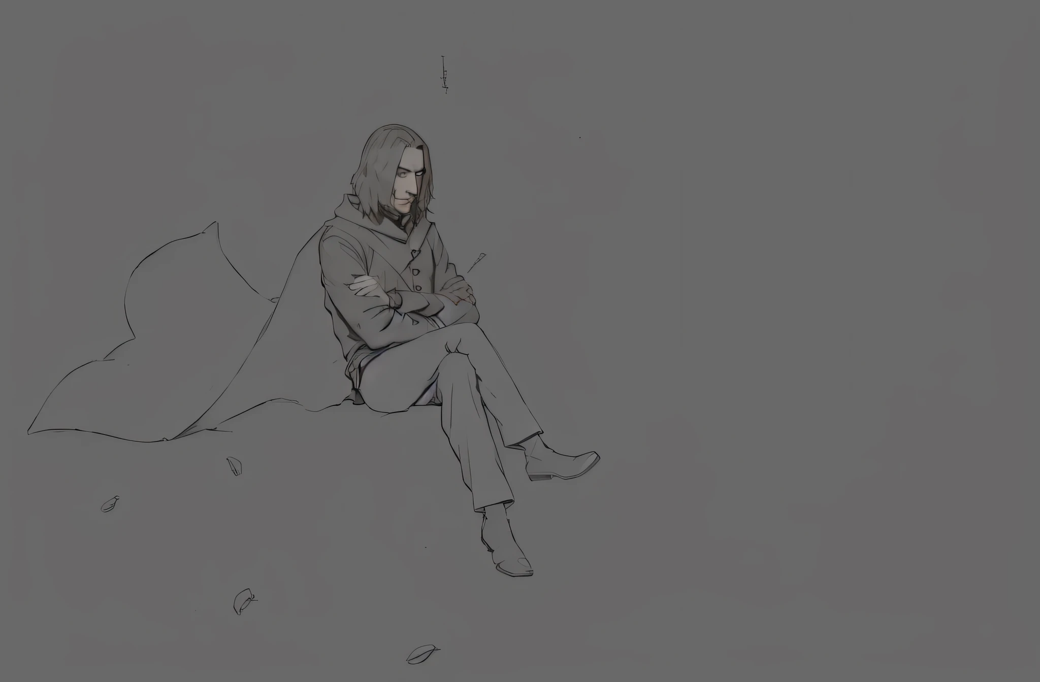 Snape sits like character design full body design