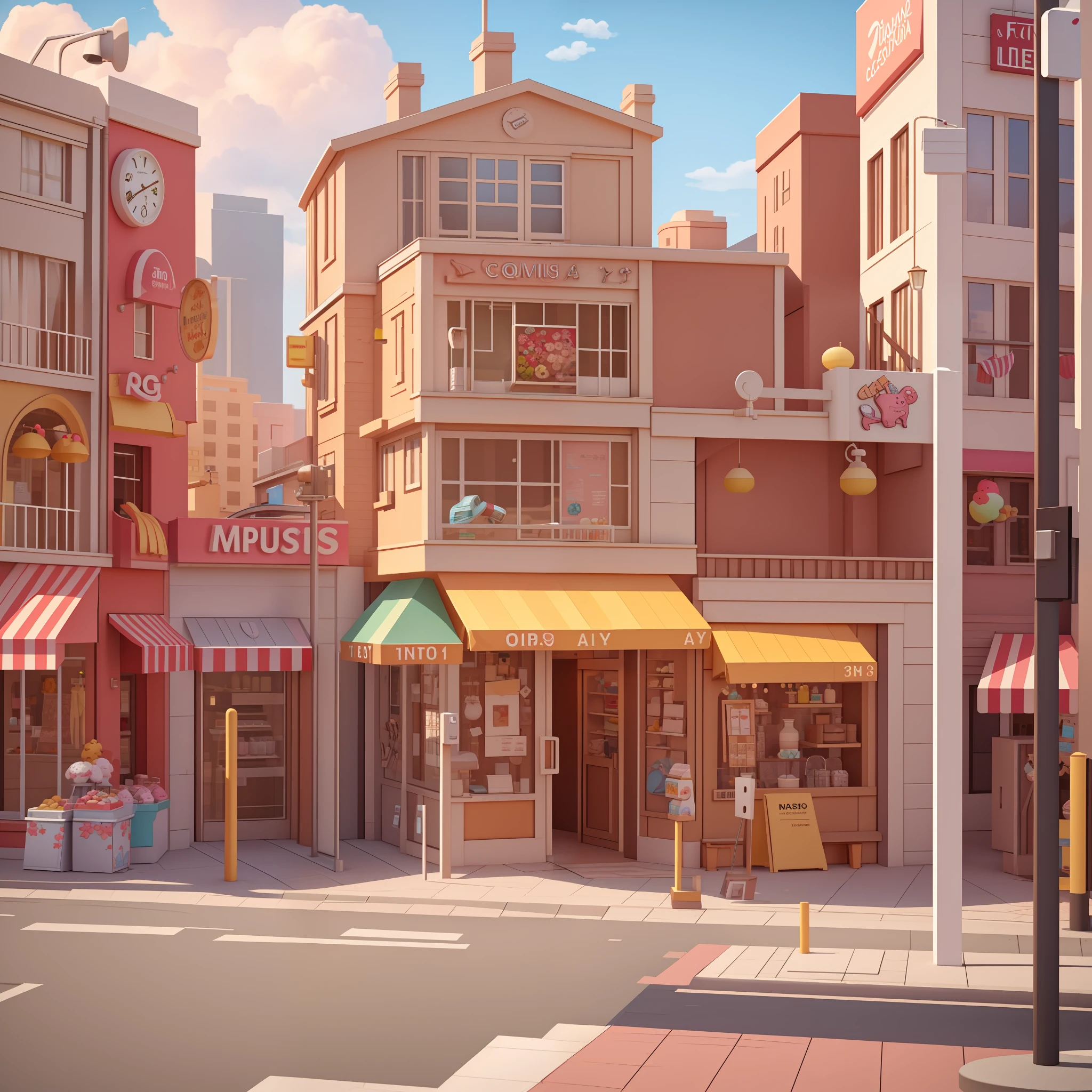 cute, park, street, shop, 3d artwork, world, blender, oc renderer, dribble high detail 8k, studio lighting --v 6