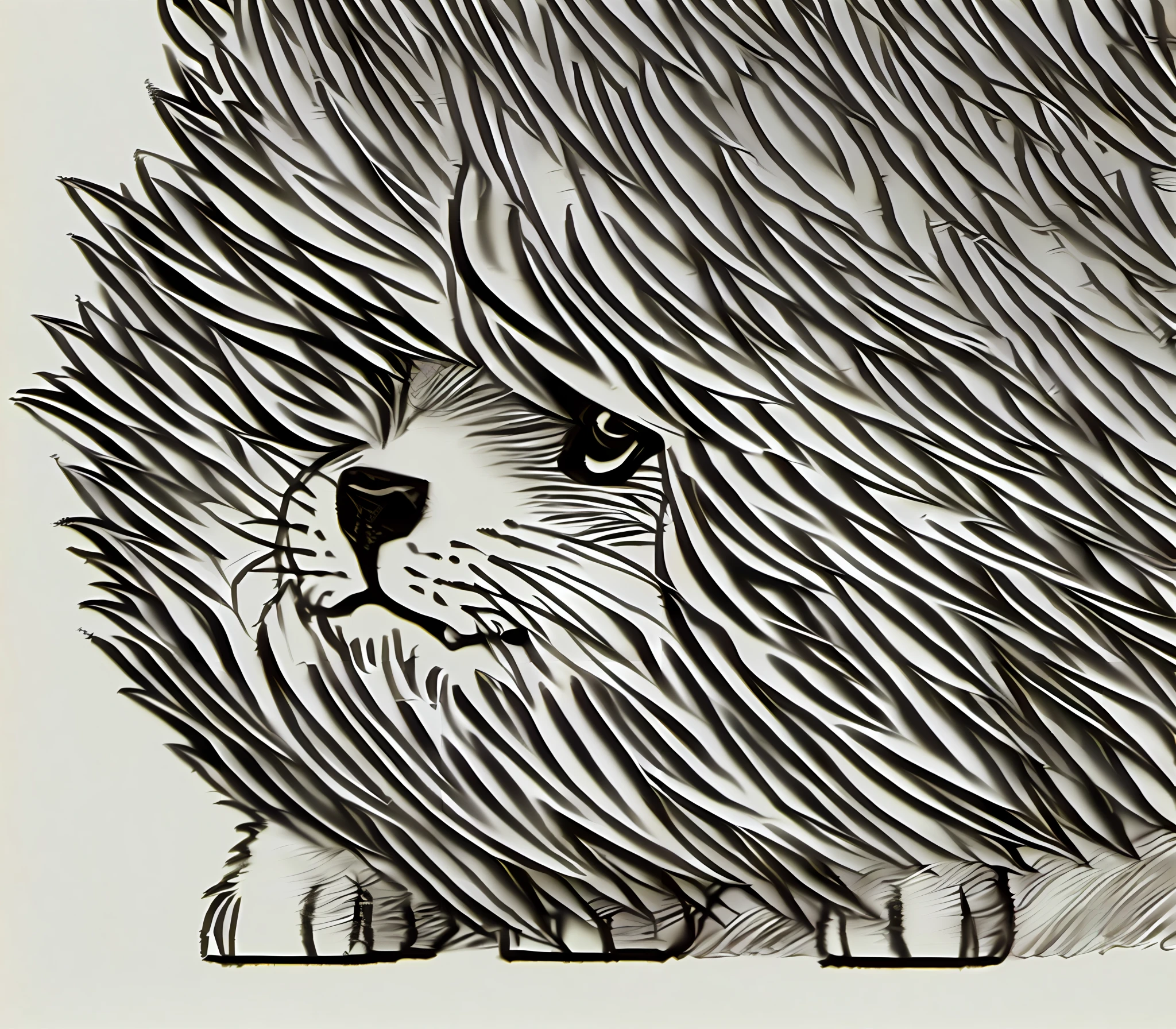 A cute dog chow chow , Flowers and nature intricate details, fine lines, simple, (white background), detailed line art, full page, on paper, black and white, flowers around, 8k resolution, coloring book for cadillos