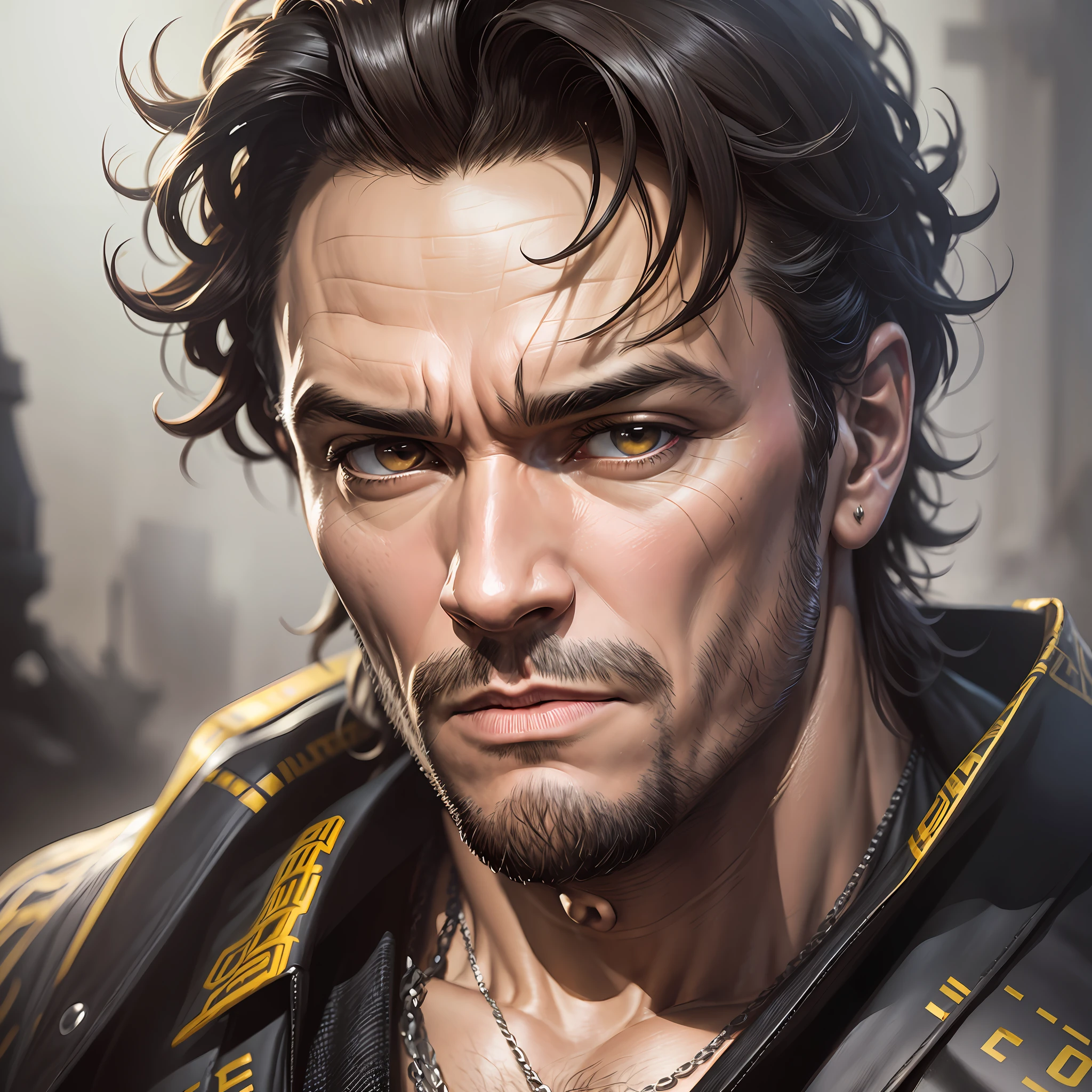 Tarantino as Vin Diesel as Othello (Shakespeare) 8k, high resolution, detailed face, detailed face, detailed eyes, detailed costume, marvel and dc style, hyper-realistic, + cinematic shot + dynamic composition, incredibly detailed, sharp, detailed + superbly detailed + evening with light + perfectionism + premium realism ((moody lighting)) --auto --s2