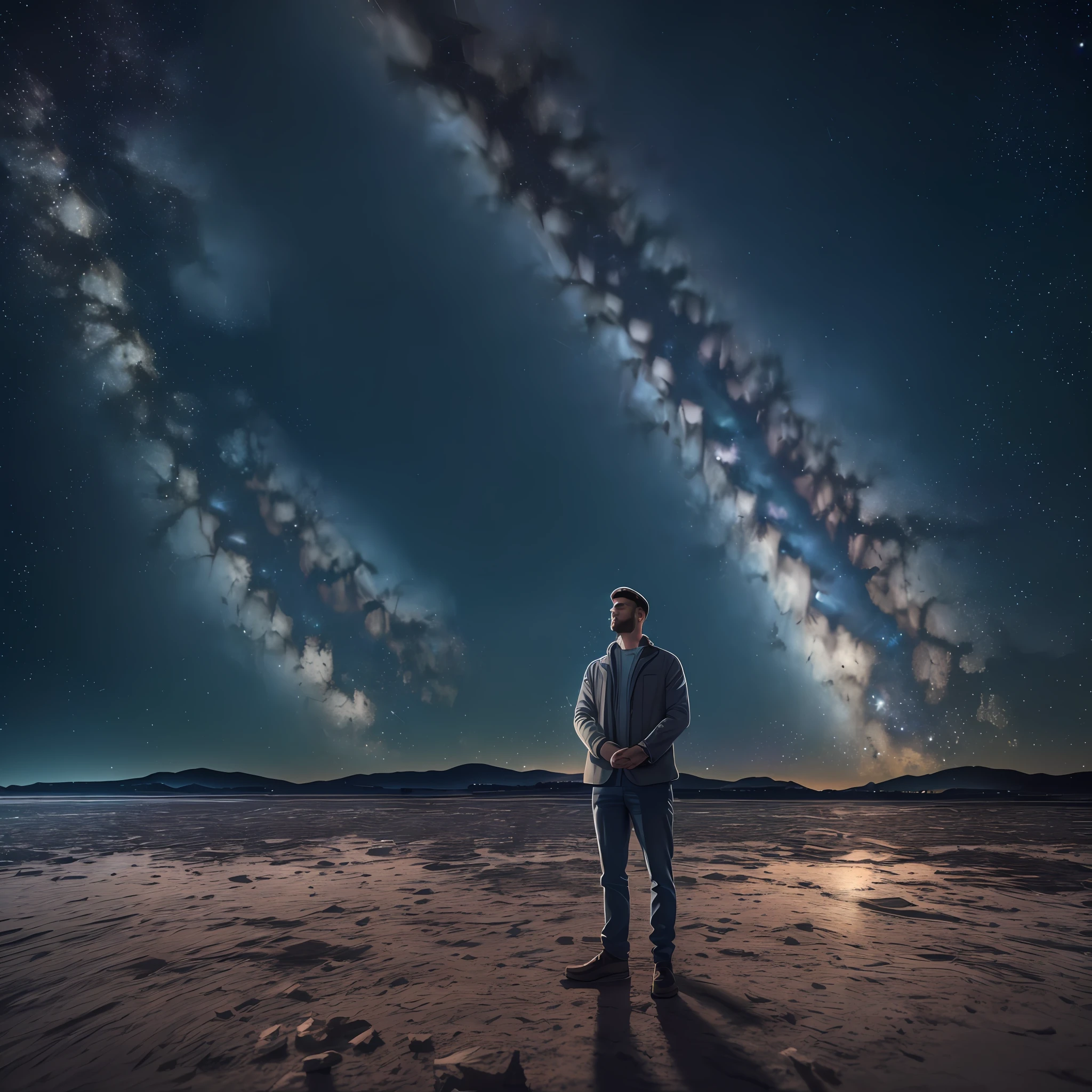 (((8k, RAW photo, best quality, Masterpiece: 1.4)))), super high resolution, super detailed, illustration, closeup, beautiful man, environment only, broken lab, starry sky, architecture, future, imagination, outdoor in the photo above --auto --s2