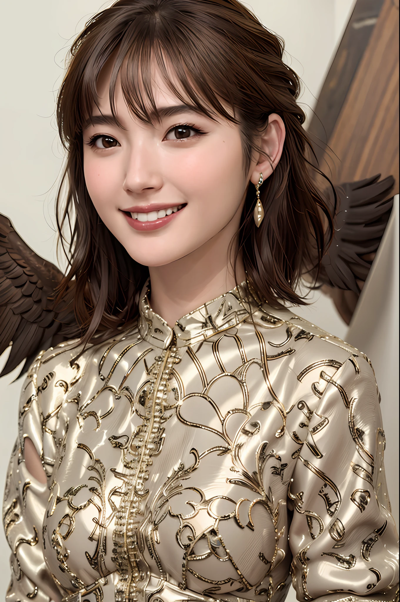 Top quality, full body, masterpiece, ultra high resolution, photorealistic, highly detailed, professional lighting smile, eagle nose, short hair