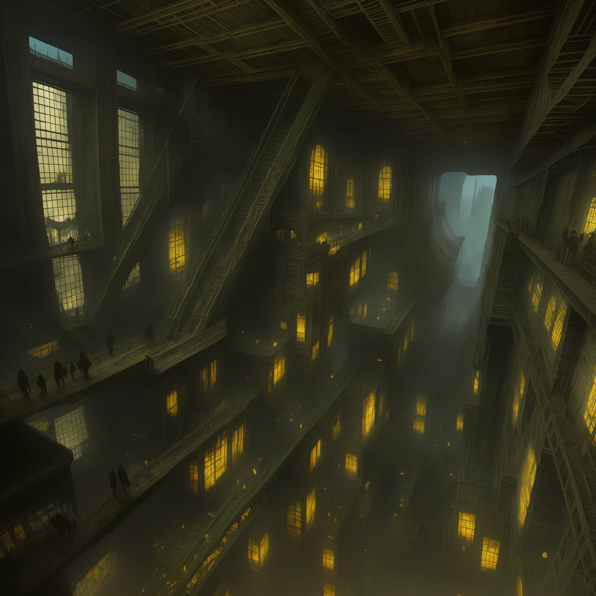 there is a large building with a staircase going up to it, in a massive cavernous iron city, highly realistic concept art, epic megastructure, realistic painting of a complex, big and structured valhalla city, beautiful 3 d concept art, megastructure, mega structure city, insanely detailed matte painting, industrial scifi, futuristic production facility, highly detailed concept art
