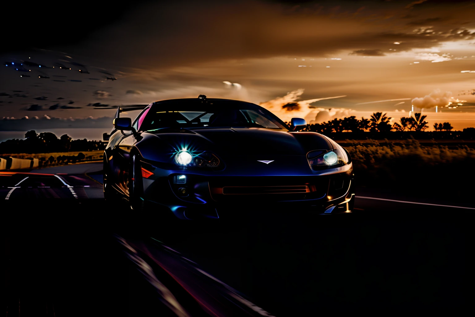 /imagine prompt: color photo of a 2023 Aston Formula One Car, a sleek and aerodynamic vehicle, with a low profile, sharp edges and a bold color scheme that exudes speed. The car looks like a predator ready to pounce with its elongated front and menacing headlights. The environment around the car is a track at night, illuminated by bright lights that cast a surreal glow around the vehicle. The mood is intense and exhilarating, with a palpable sense of competition in the air. The camera settings capture the moment perfectly, with a Canon EOS R5 camera that uses a 50mm prime lens and a Fujifilm Superia X-Tra 800 color film to create a vivid and dynamic image. The techniques used by the photographer include panning and motion blur to create a sense of speed and energy in the shot. Unlikely collaborators for this image include directors Christopher Nolan and Quentin Tarantino, cinematographer Roger Deakins, photographer Annie Leibovitz, and fashion designer Alexander McQueen. —c 10 —ar 2:3