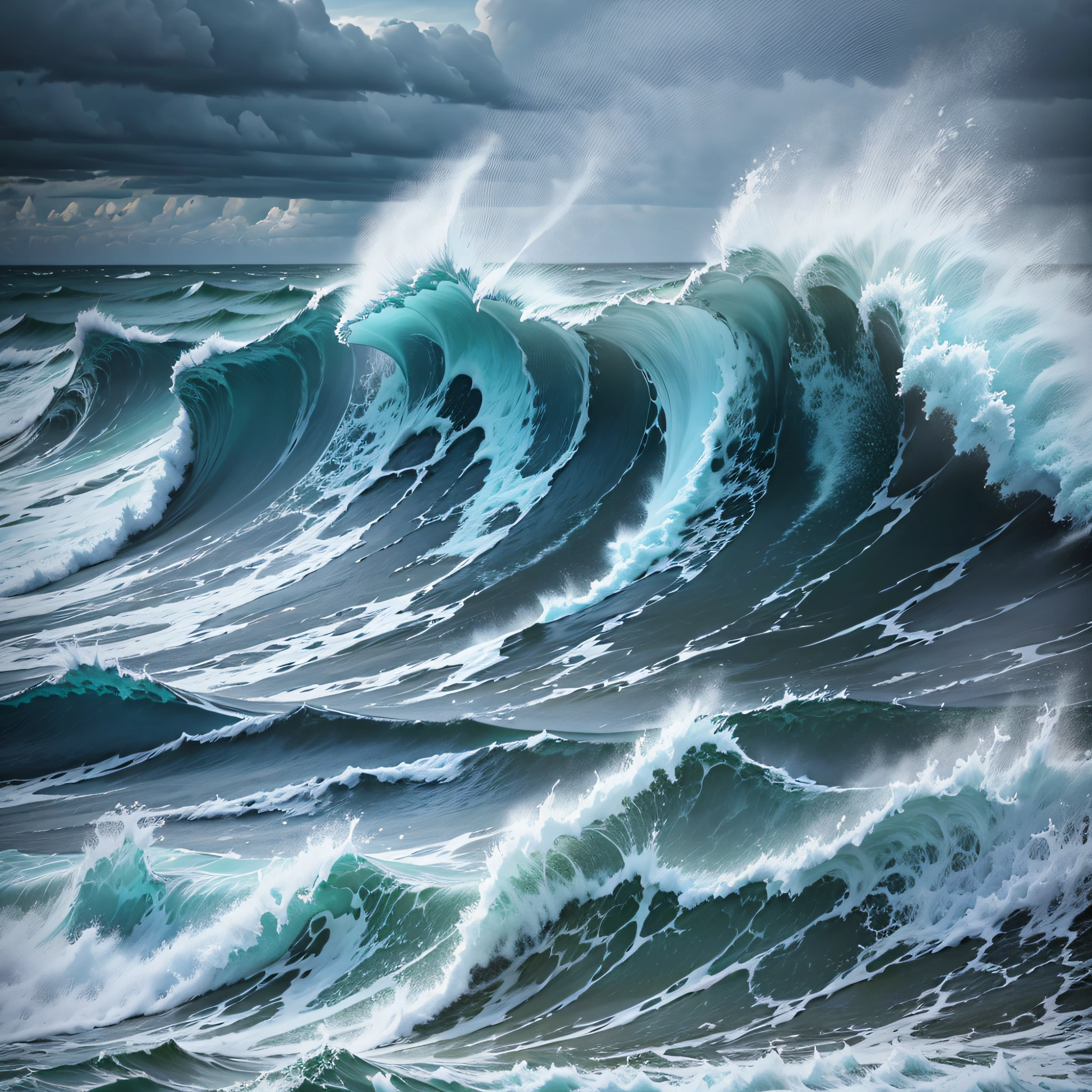Rough ocean with raging waves and overcast skies --auto --s2