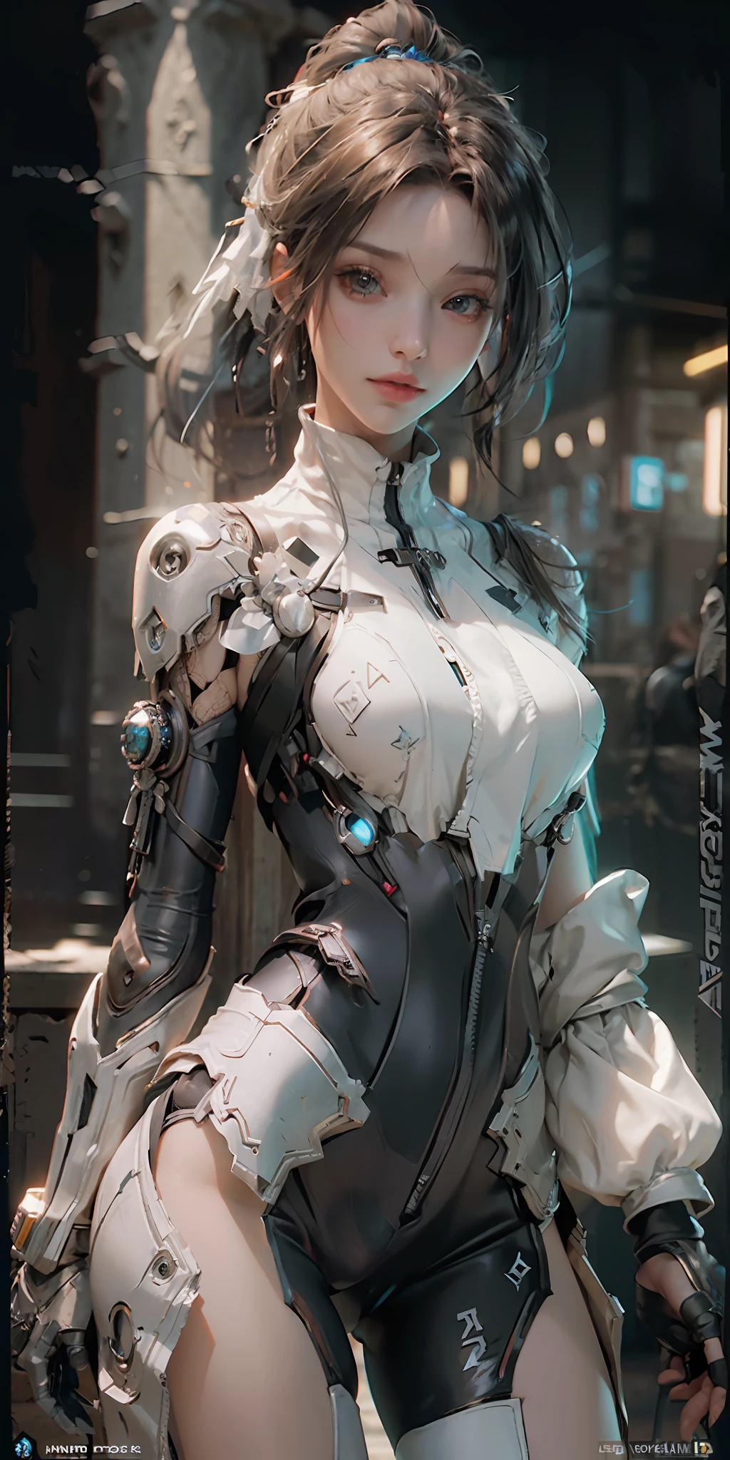 ((Best quality)), ((masterpiece)), (detailed:1.4), 3D, an image of a beautiful cyberpunk female,HDR (High Dynamic Range),Ray Tracing,NVIDIA RTX,Super-Resolution,Unreal 5,Subsurface scattering,PBR Texturing,Post-processing,Anisotropic Filtering,Depth-of-field,Maximum clarity and sharpness,Multi-layered textures,Albedo and Specular maps,Surface shading,Accurate simulation of light-material interaction,Perfect proportions,Octane Render,Two-tone lighting,Wide aperture,Low ISO,White balance,Rule of thirds,8K RAW,