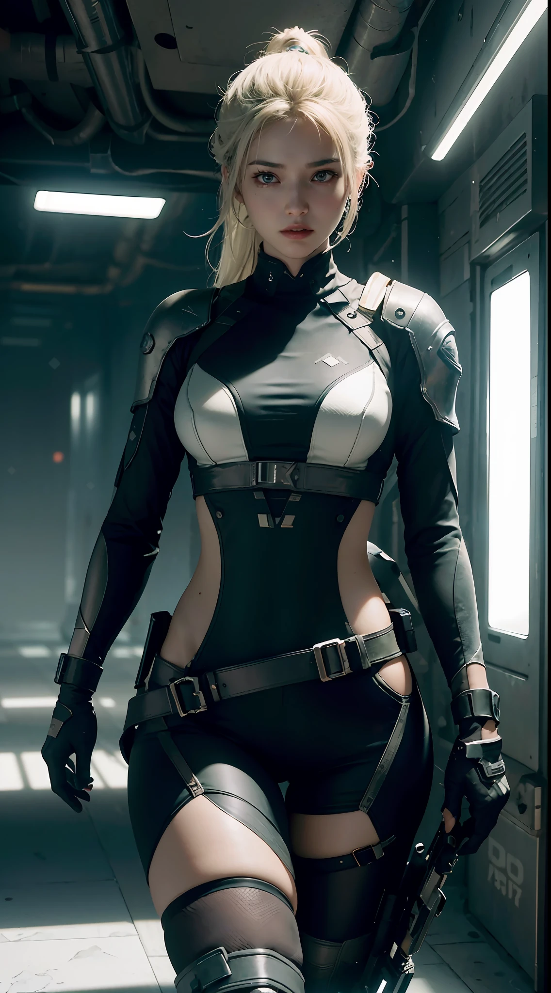 ((Best Quality)), ((masterpiece)), (detailed: 1.4), 3D, an image of a cyberpunk soldier,HDR (High Dynamic Range),Ray Tracing,NVIDIA RTX,Super-Resolution,Unreal 5,Subsurface Dispersion, PBR Texture, Post-processing, Anisotropic filtering, Depth of field, Maximum clarity and sharpness, Multilayer textures, Albedo and specular maps, Surface shading, Accurate simulation of light-material interaction, Perfect proportions, Octane Render, Two-tone lighting, Wide Aperture,Low ISO,White Balance,Rule of Thirds,8K RAW,