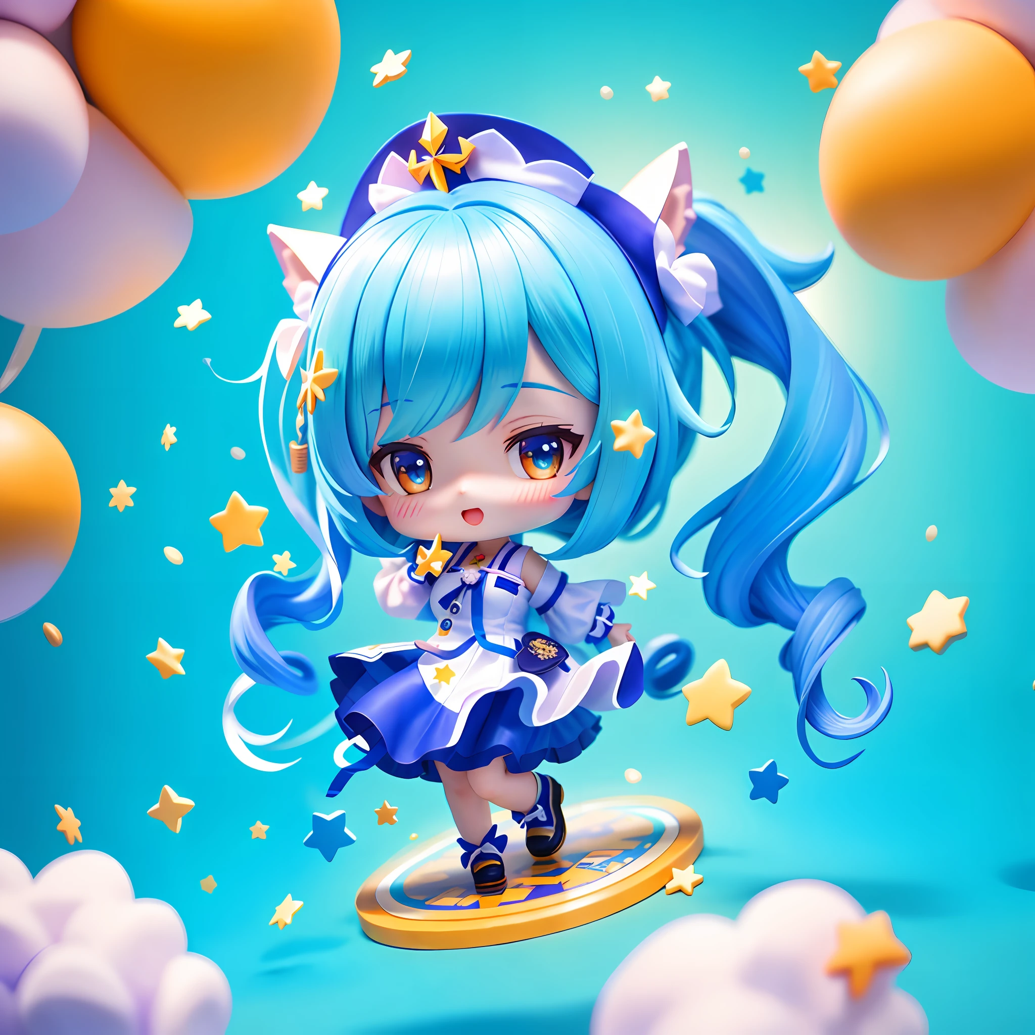 Anime girl in blue dress and white top and stars, watercolor Nendoroid, character art of Maple Story, splash art anime , cute characters, official character illustration, little curve lolificial character art, loli, ofal artwork, anime moe art style, Hololive, AZUR Lane style, characters from AZUR Lane, KDA
132/20