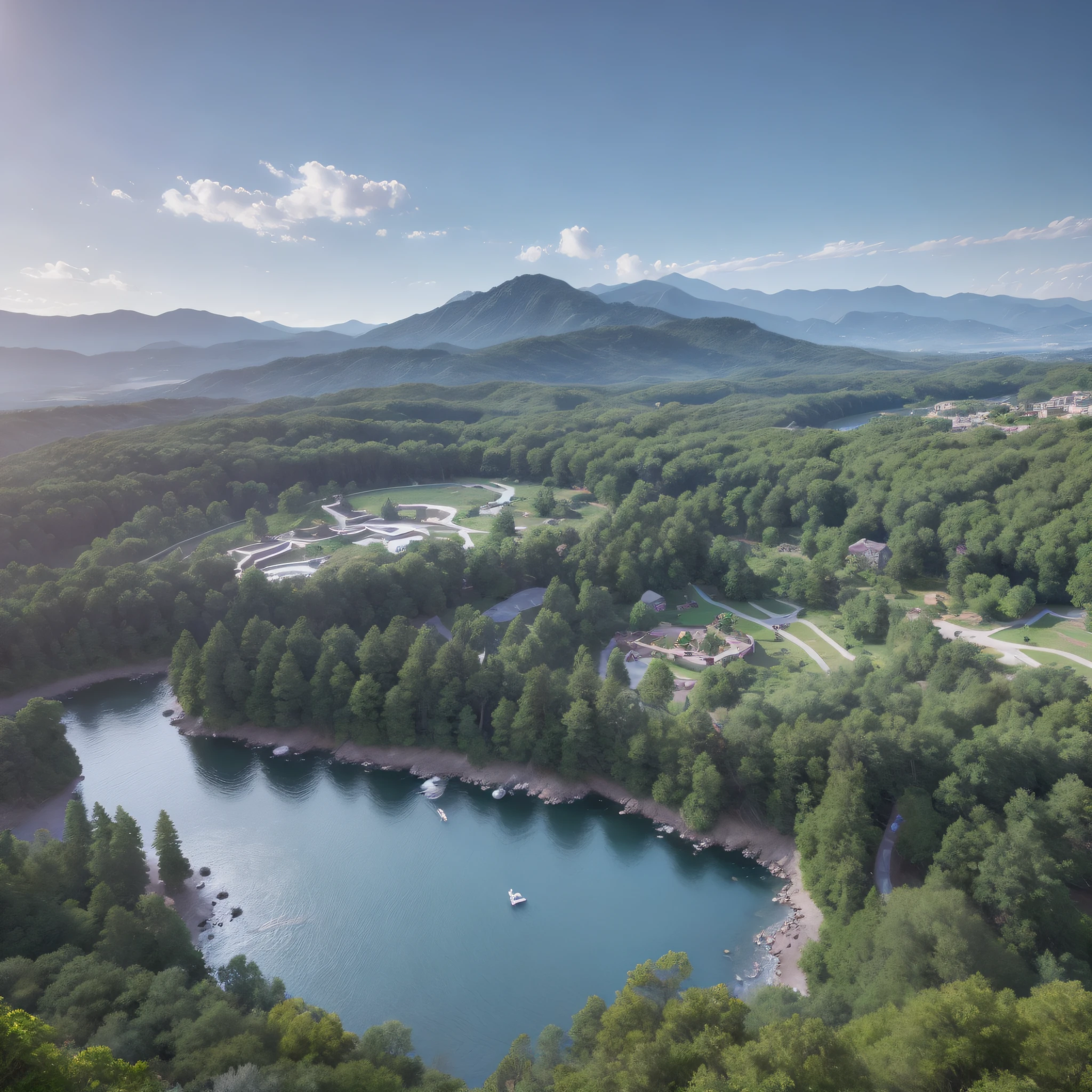 Ainulindalë, realistic, hyperrealistic, ultra realistic, 8k, Cinematic lighting, Realism, Unreal Engine, Panoramic perspective, Drone camera, Landscape shot scene --hd --auto --s2