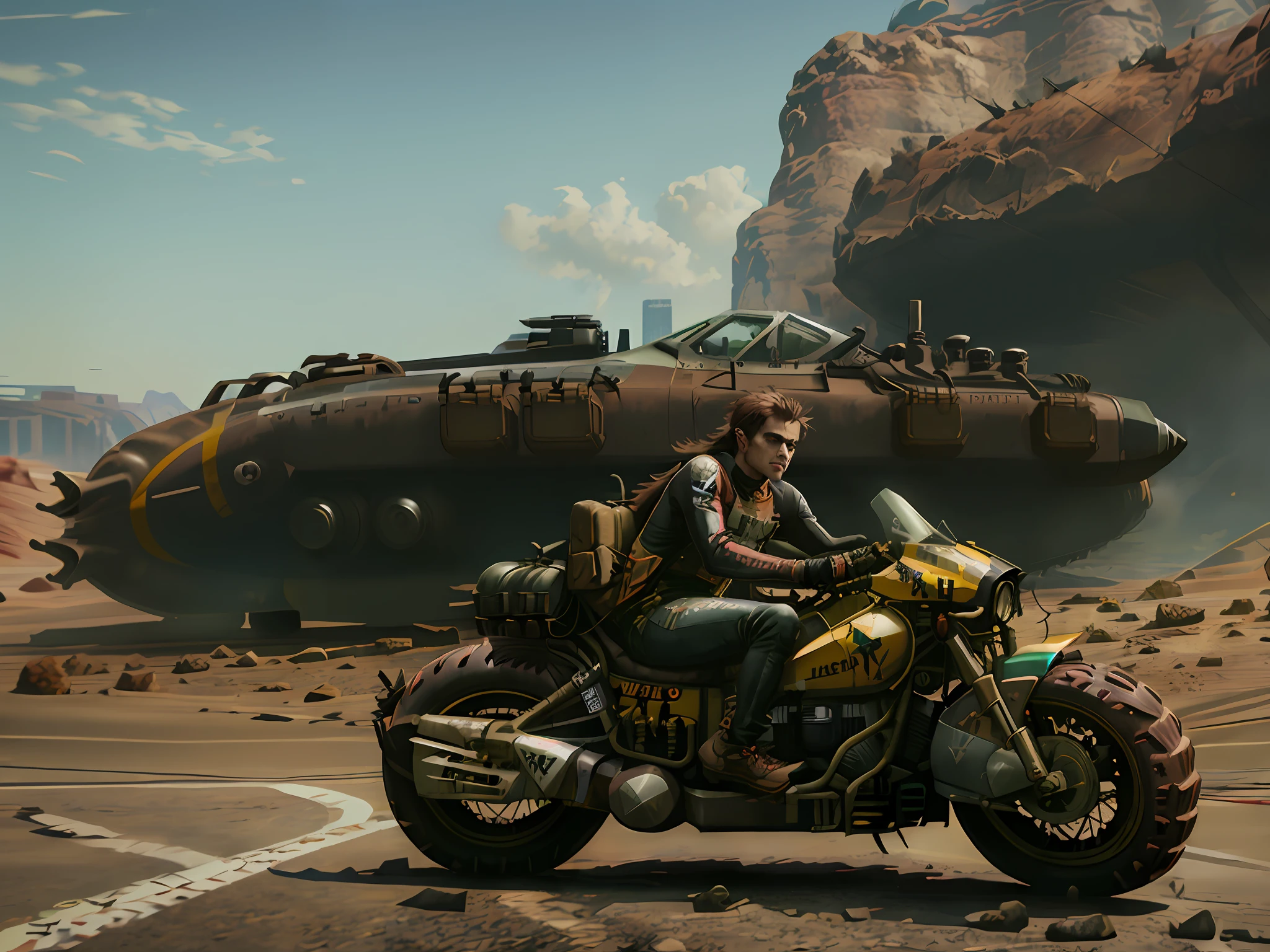 (rage2vehicle:1.3) (oversized carseat motorcycle with car tires:1.3), very large motorcycle