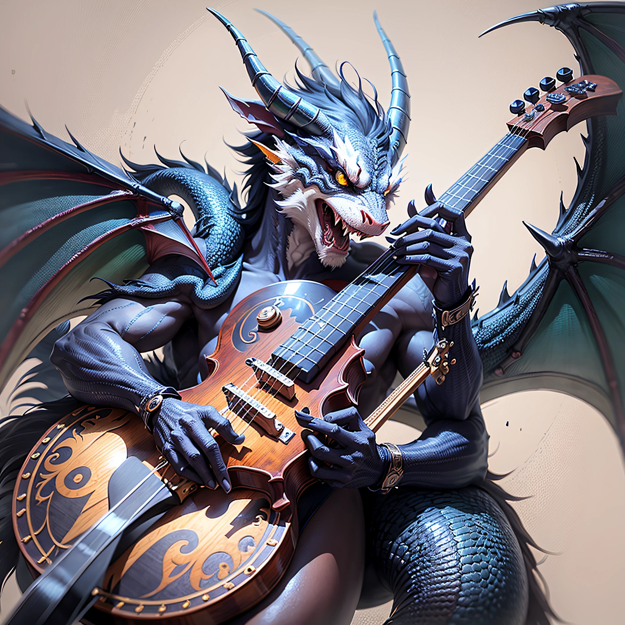 logo of a dragon playing violin --auto --s2