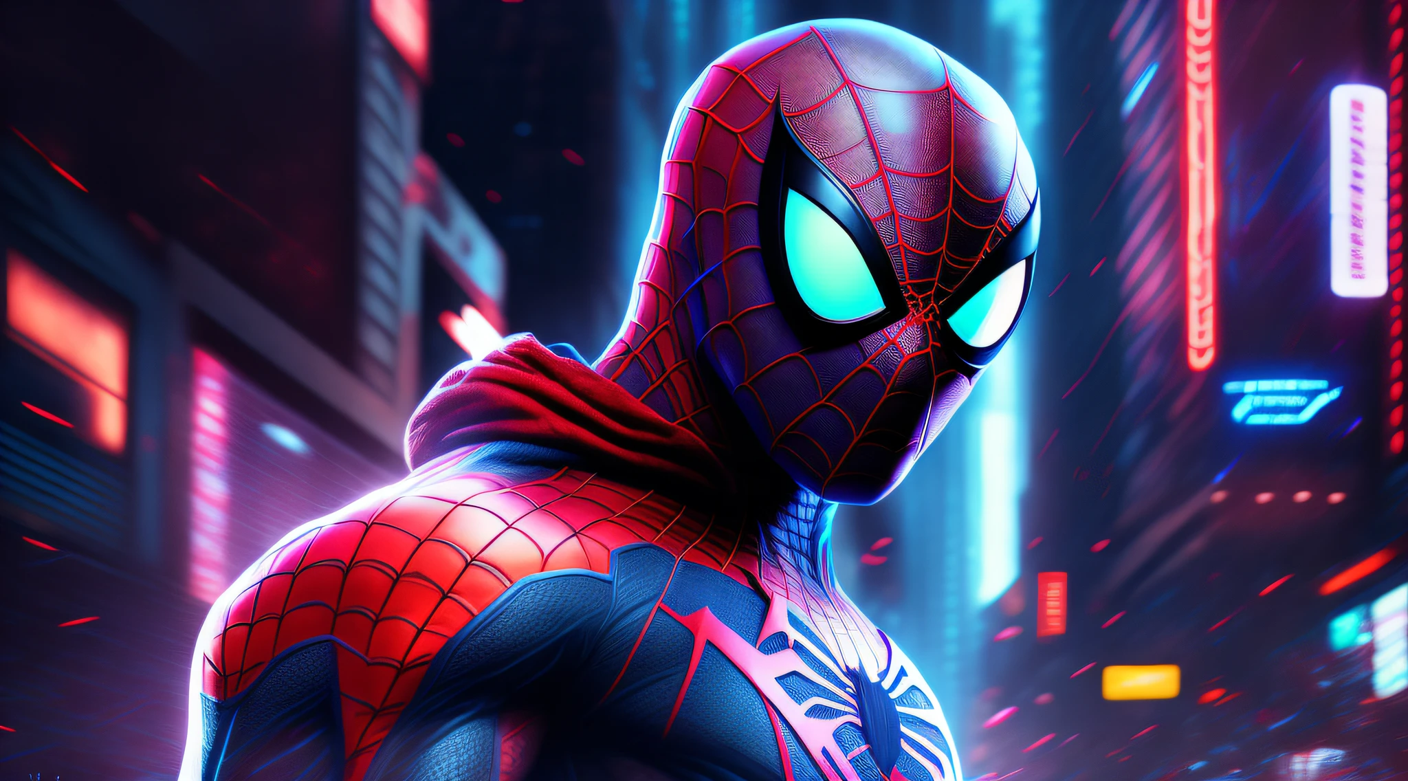 Spider-Man, cyberpunk, 8K.