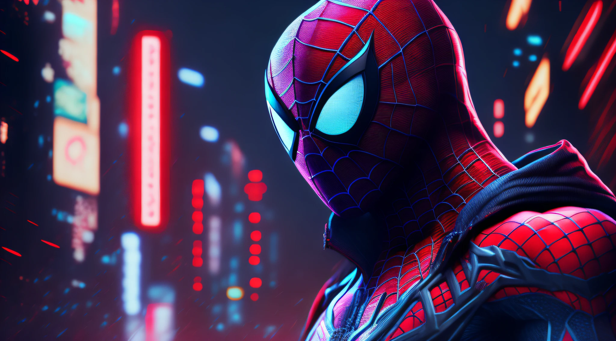 Spider-Man, cyberpunk, 8K.