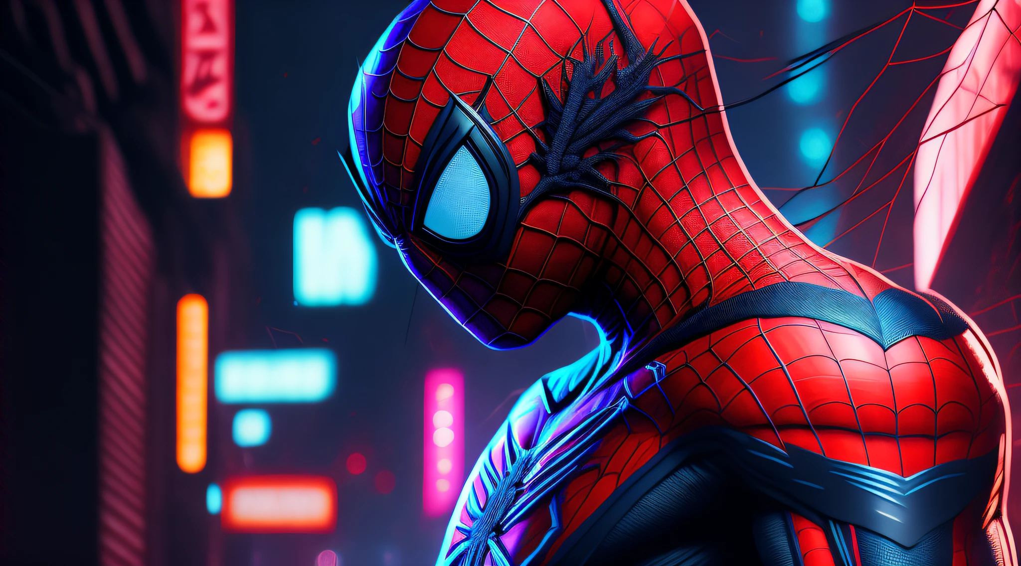 Spider-Man, cyberpunk, 8K.